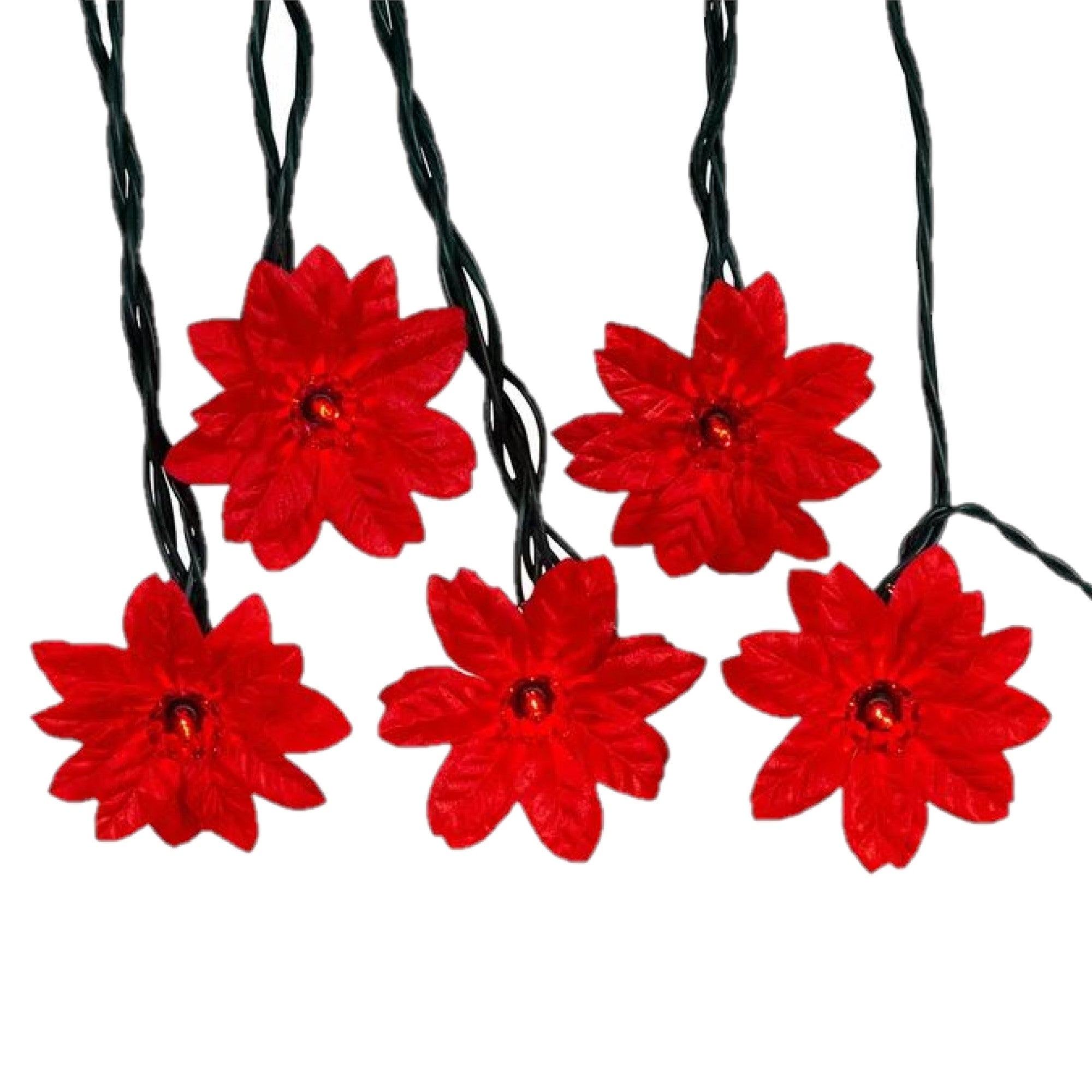 Kurt Adler Indoor UL 20-Light Red Poinsettia Flowers Light Set, 4ft