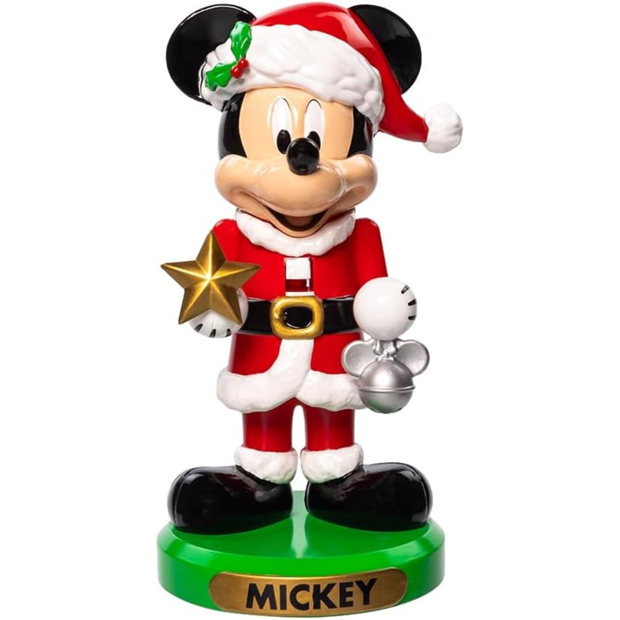 Kurt Adler Plastic Nutcrackers, Mickey Mouse Holding Gold Star & Silver Disney Ornament, 6"