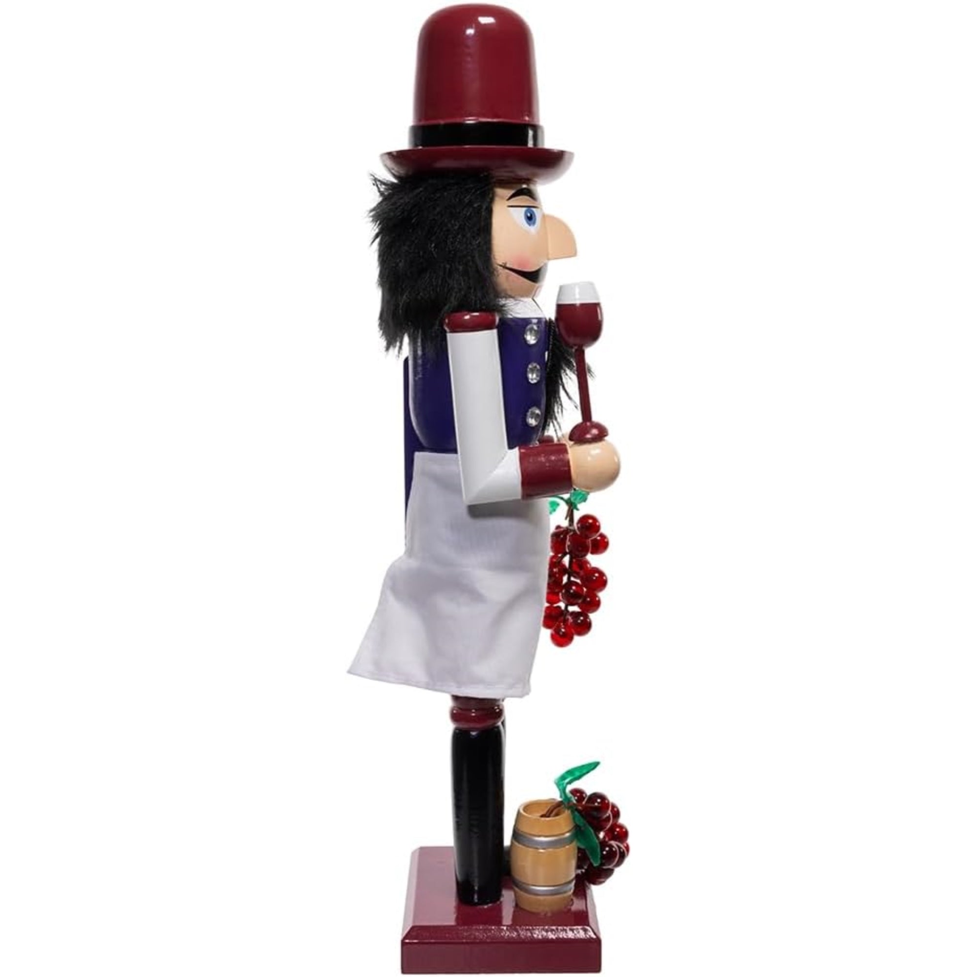 Kurt Adler Wooden Nutcrackers, Wine – Festive Holiday Decor with Grapes and Wine Glass Accents, 15in