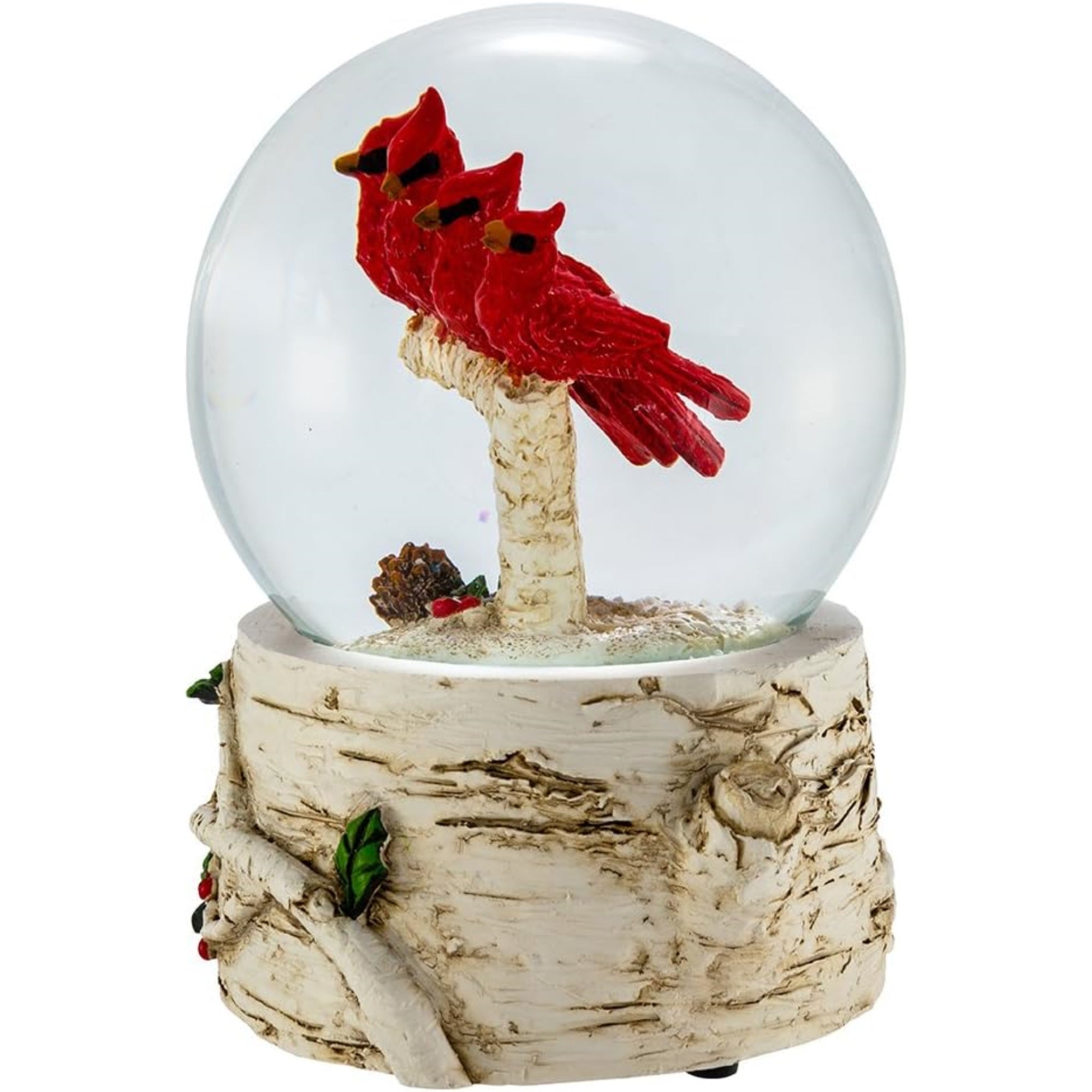 Kurt Adler Wind-Up Musical Cardinals with Tree "We Wish You A Merry Christmas" Water Globe, 4"