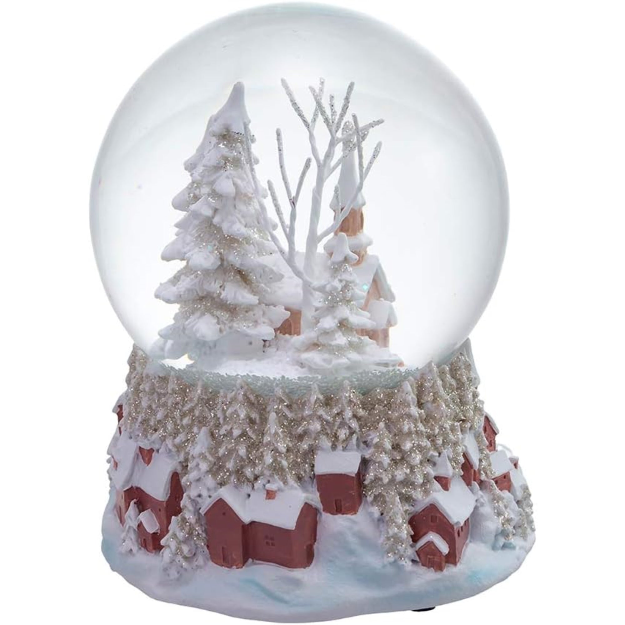Kurt Adler Wind-Up Musical Church "We Wish You A Merry Christmas" Water Globe, 4"