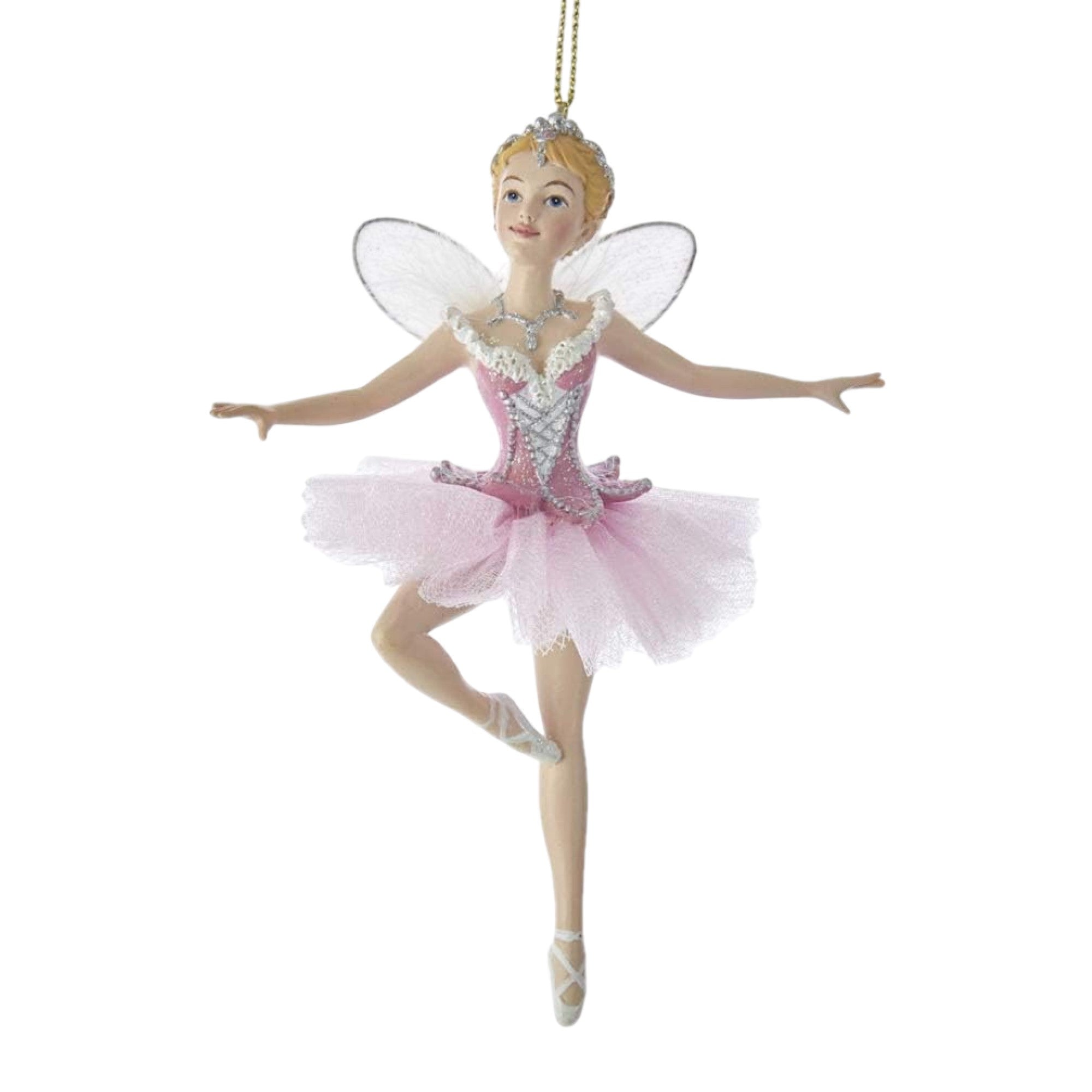 Kurt Adler Resin Ornament for Christmas Tree, Sugar Plum Fairy with Wings