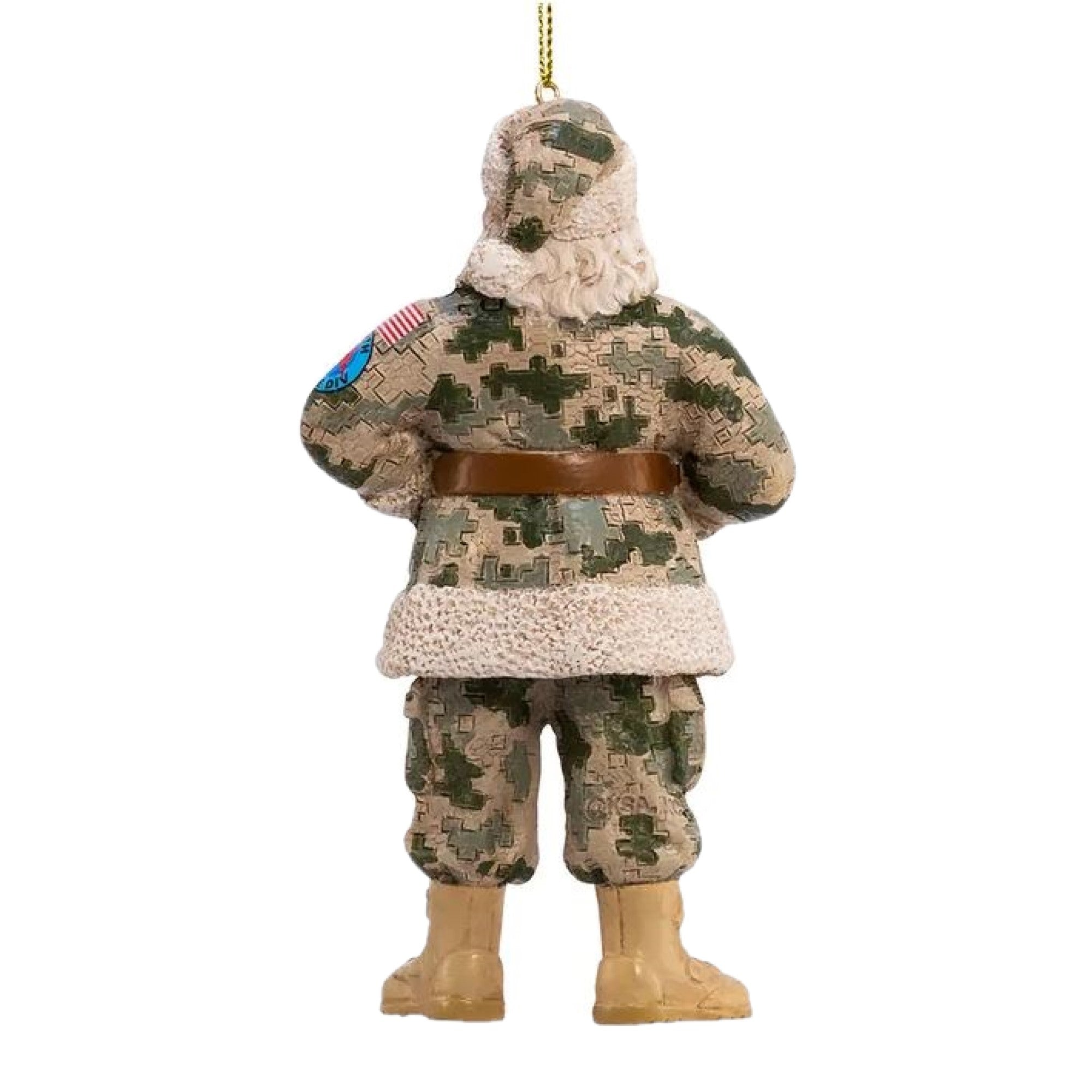 Kurt Adler Resin Ornament for Christmas Tree, Camouflage Military Santa
