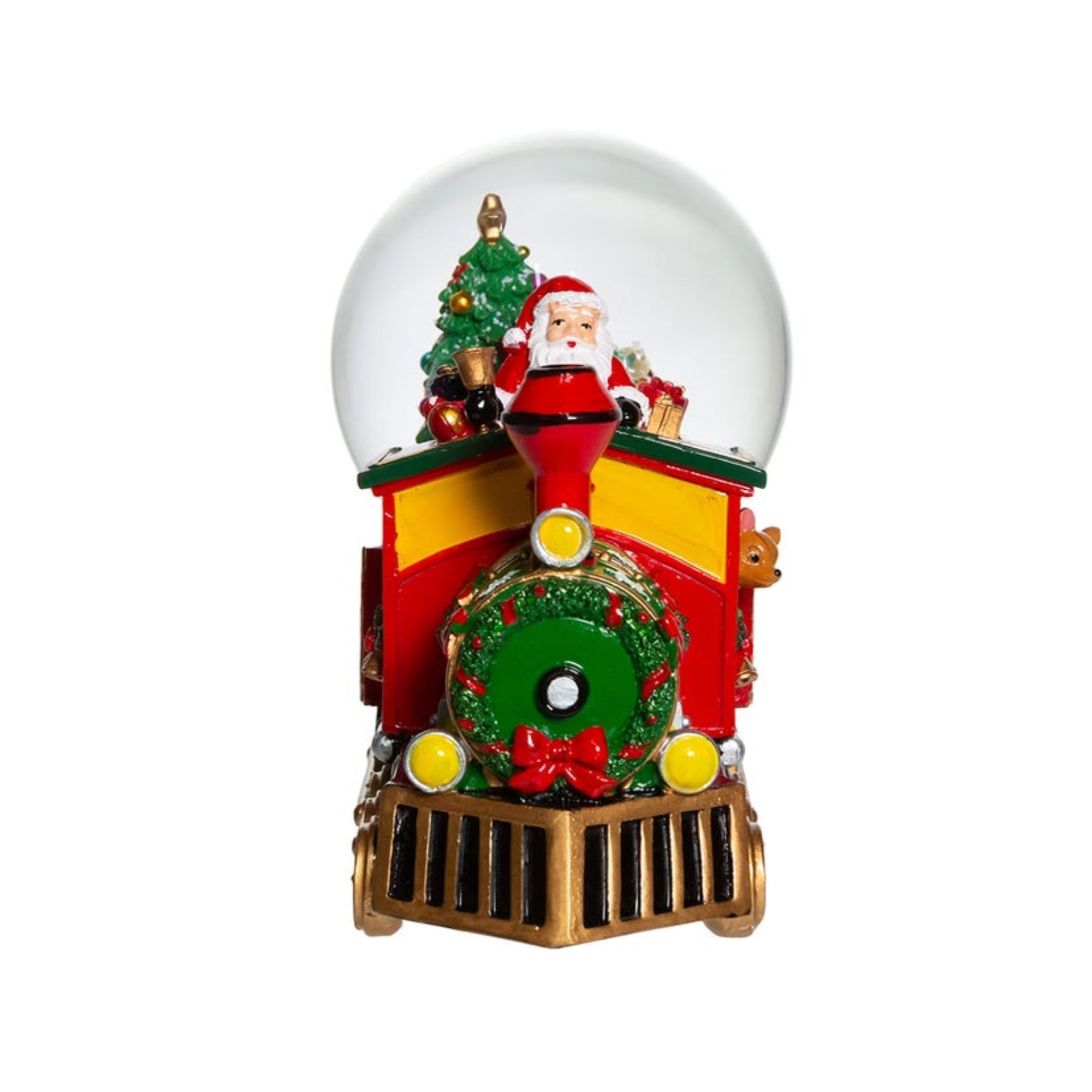 Kurt Adler Wind- Up Musical Santa Driving Train "We Wish You A Merry Christmas" Water Globe