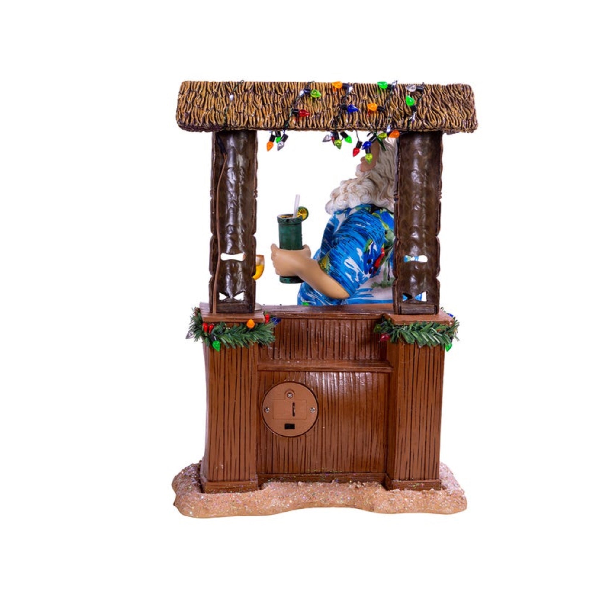 Kurt Adler Fabriché Beach Santa Sitting at Tiki Bar Standing Christmas Display