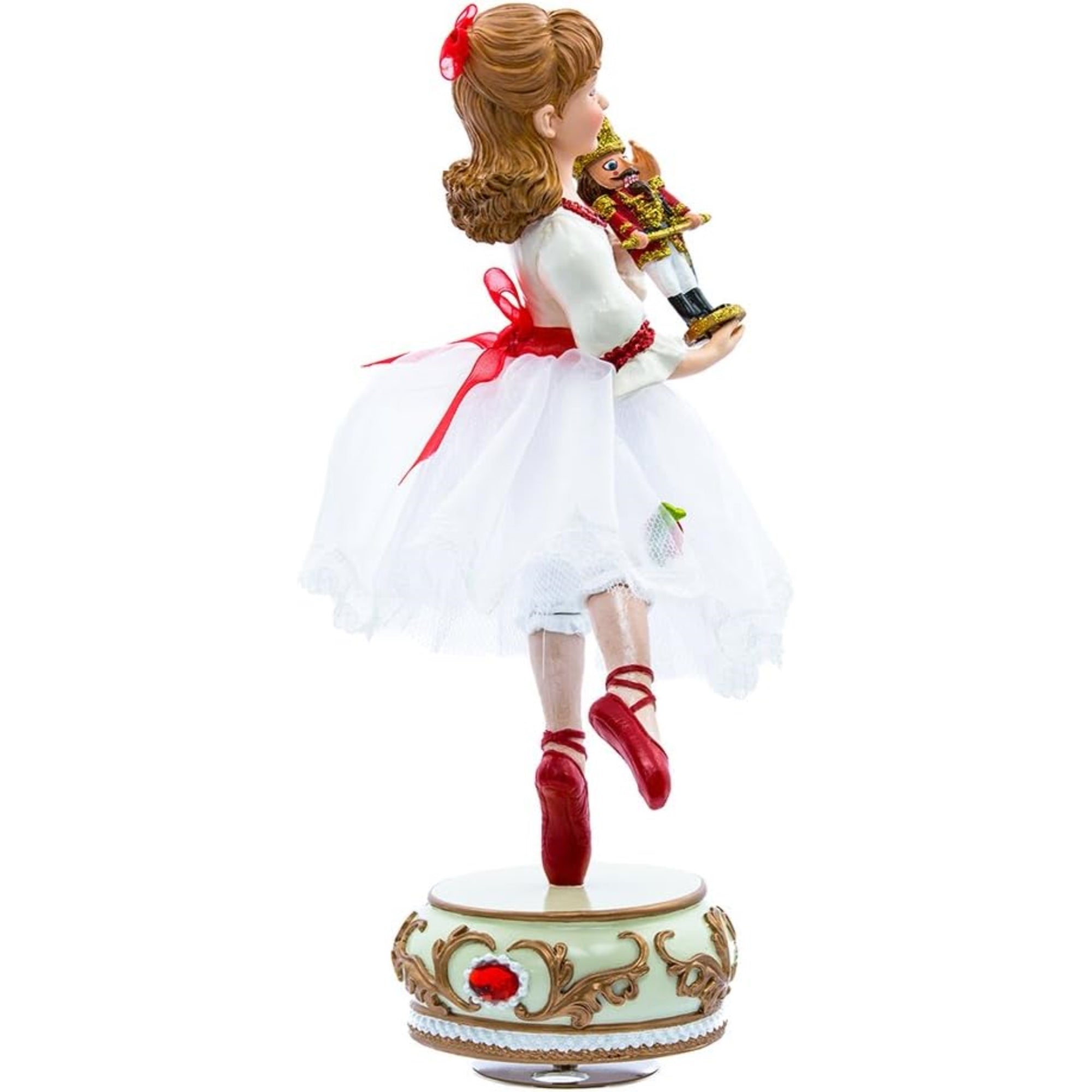Kurt Adler Wind-Up Musical Tabletop Decor, Clara with Nutcracker from The Nutcracker Suite, 11.5"