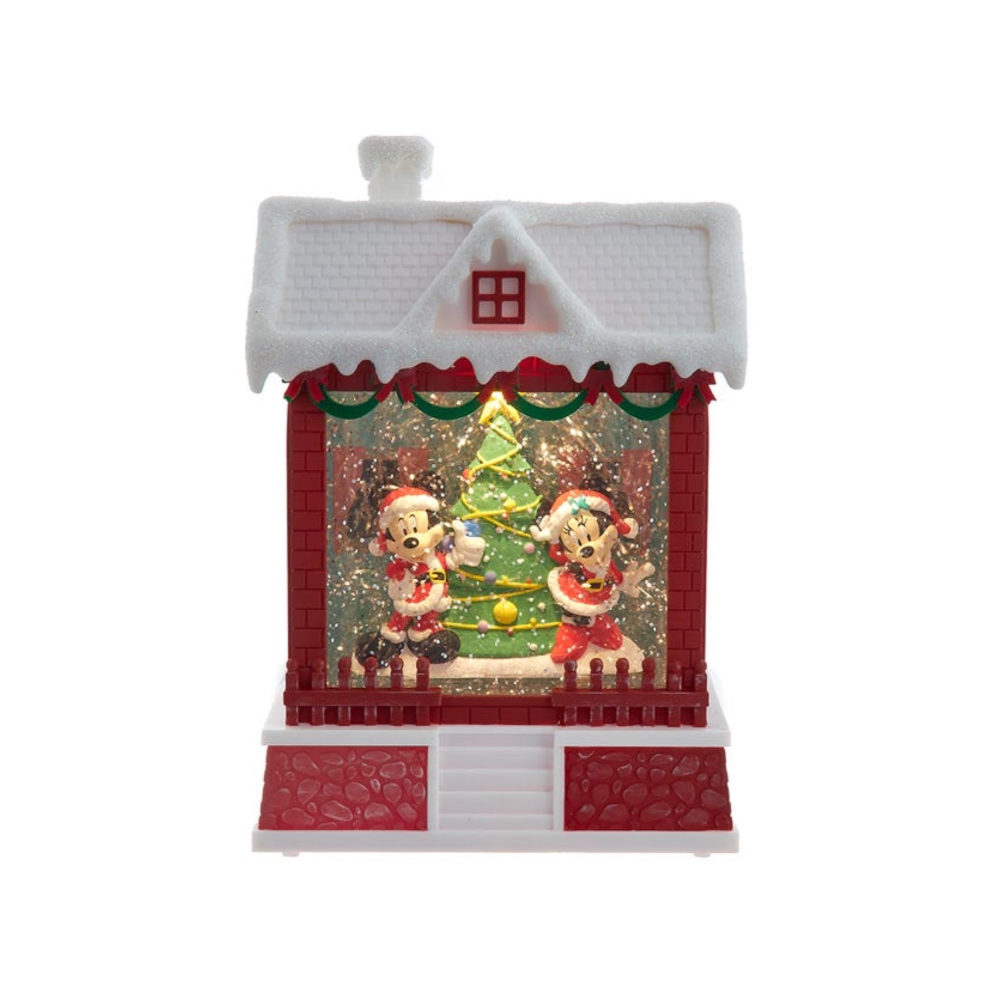 Kurt Adler Battery Operated Disney Light-Up Mickey Santa Lantern, 7.5"