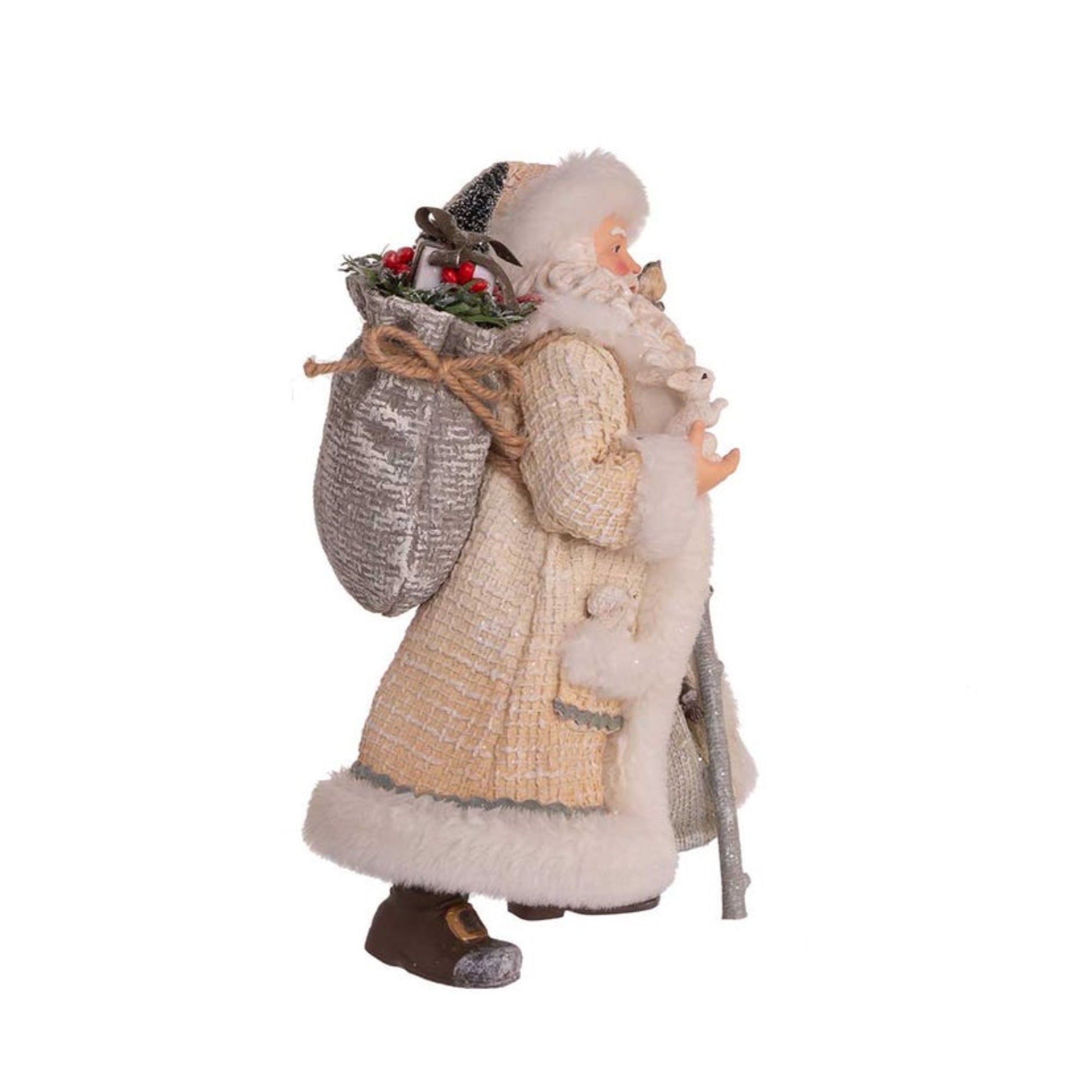 Kurt Adler Snowy Woods Santa Standing Christmas Figurine, 10.5"