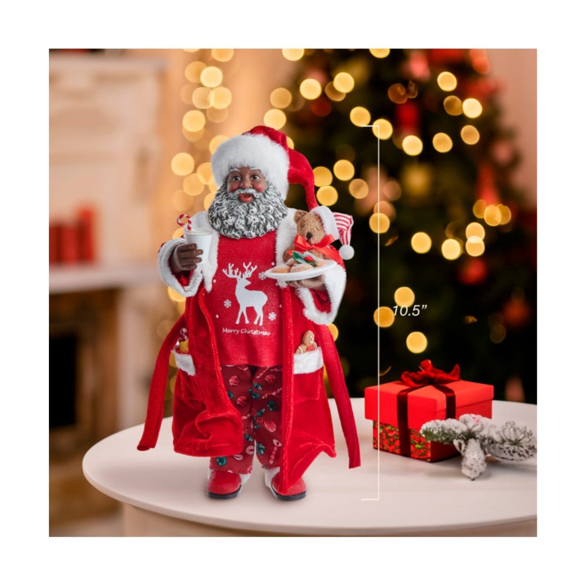 Kurt Adler Fabriché™ African American Santa In Pajamas and Robe, 10.5"