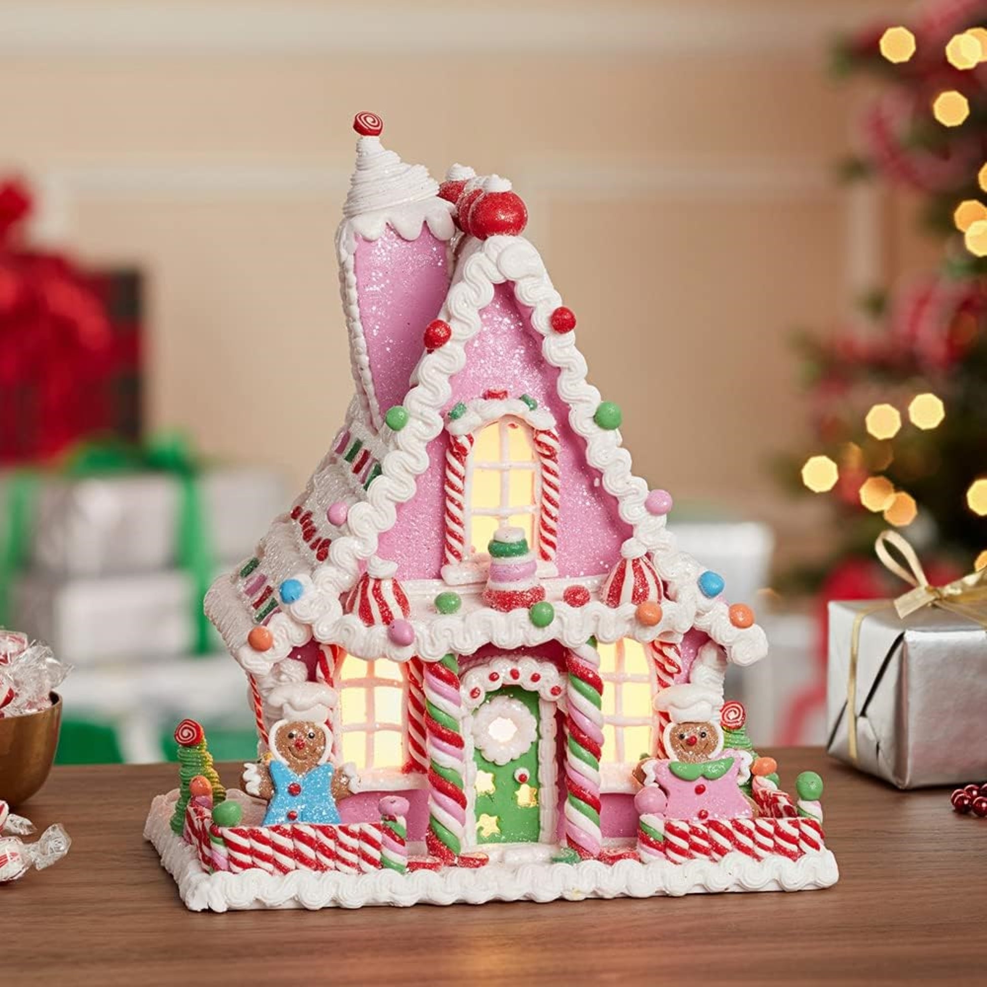 Kurt Adler Battery-Operated LED Gingerbread Candy House, 10"