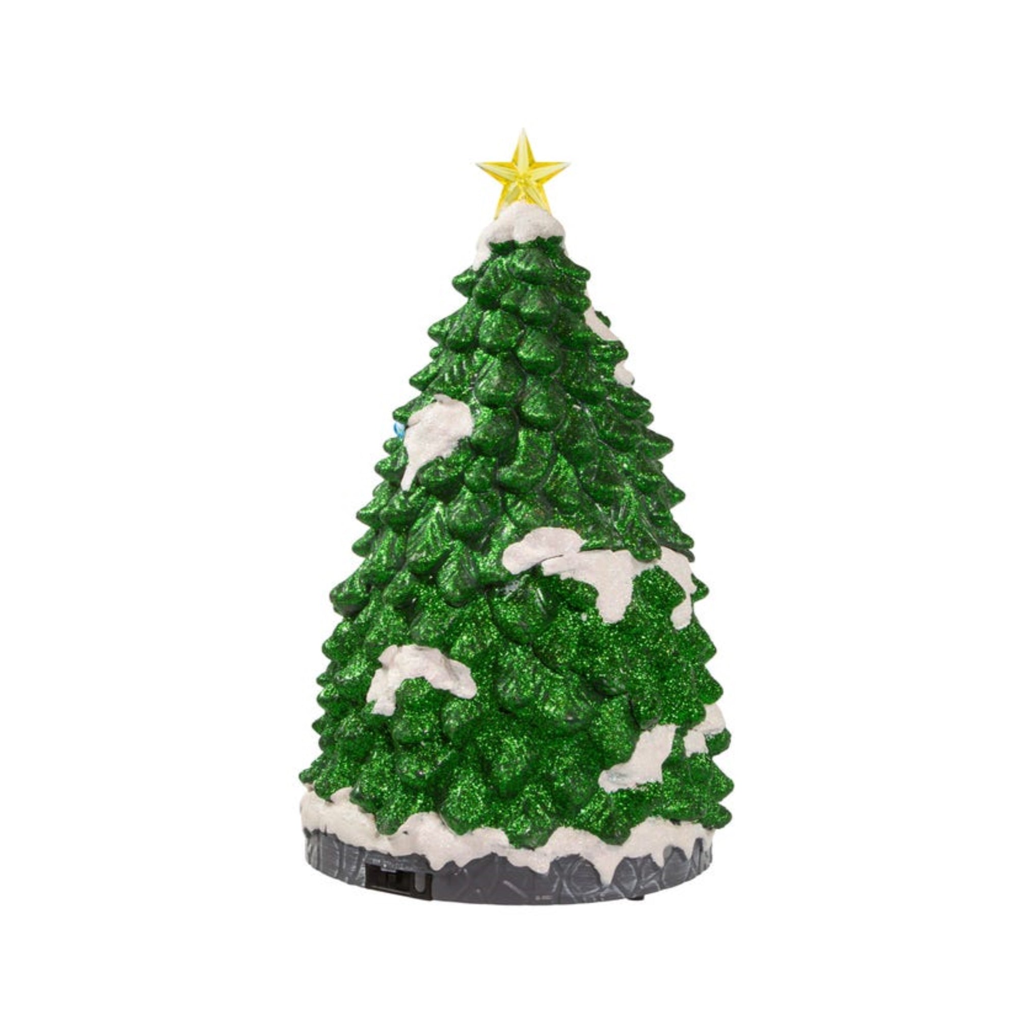 Kurt Adler Battery Operated Lighted Musical Christmas Tree with Moving Train, 15.7"
