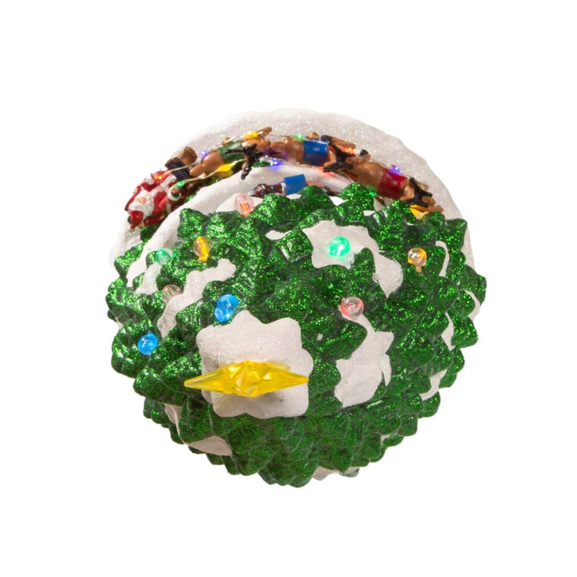 Kurt Adler Battery Operated Lighted Musical Christmas Tree with Moving Train, 15.7"