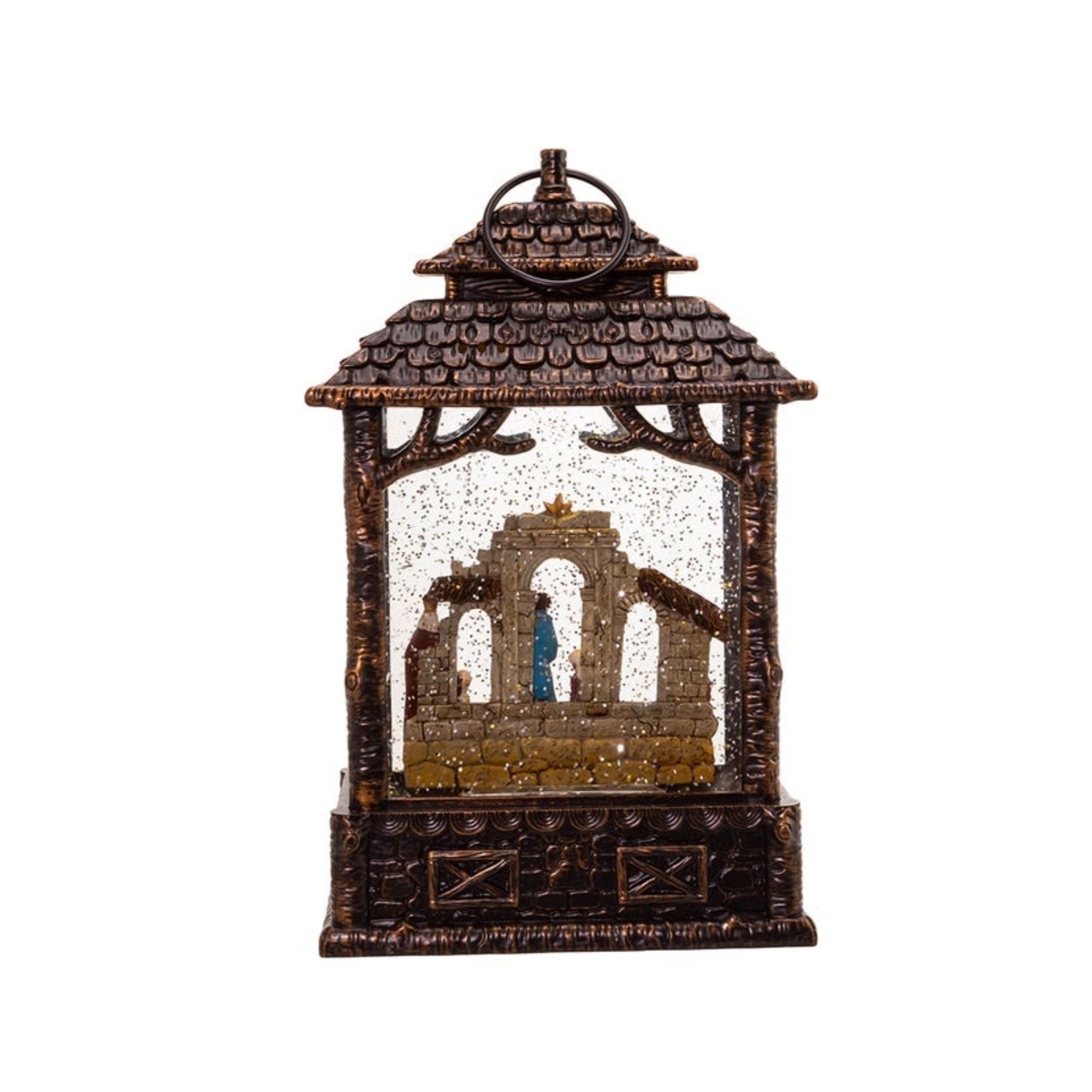 Kurt Adler Battery-Operated LED Lighted Nativity Scene Water Lantern, 11"