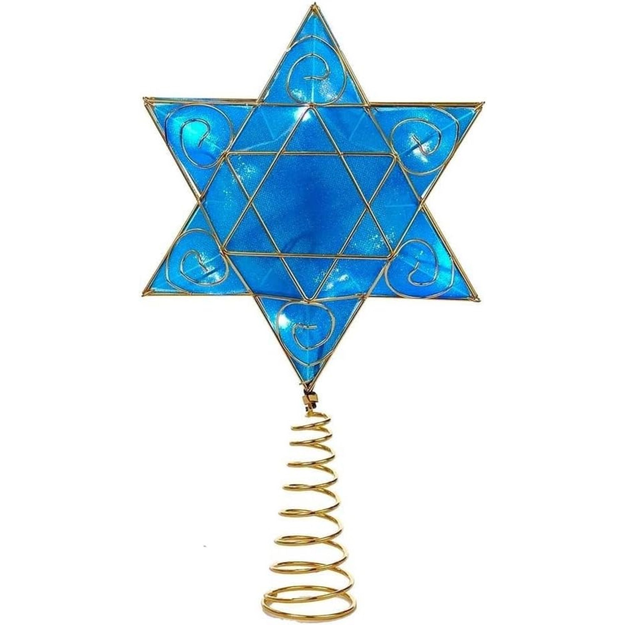 Kurt Adler Lighted Treetop, Battery-Operated Deluxe LED Hanukkah, 12in