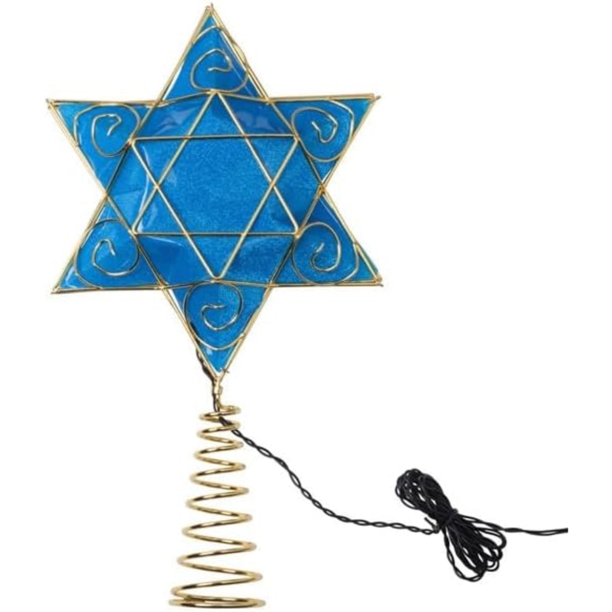 Kurt Adler Lighted Treetop, Battery-Operated Deluxe LED Hanukkah, 12in