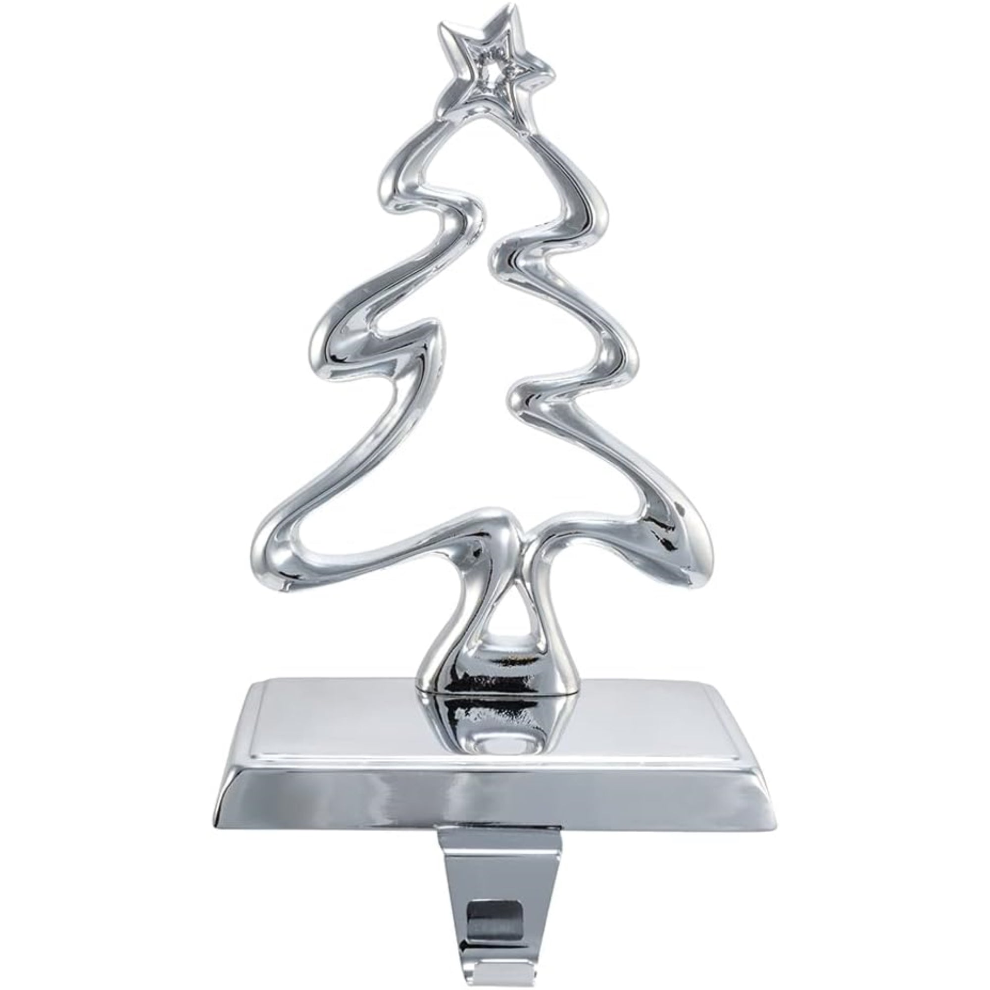Kurt Adler Christmas Stocking Holder, Silver Christmas Tree, 7.5"