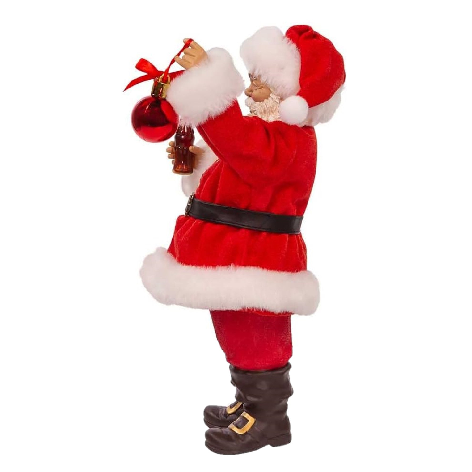 Kurt Adler Resin Christmas Tabletop Figurine, Coca-Cola Santa Holding Ornament, 9.5in