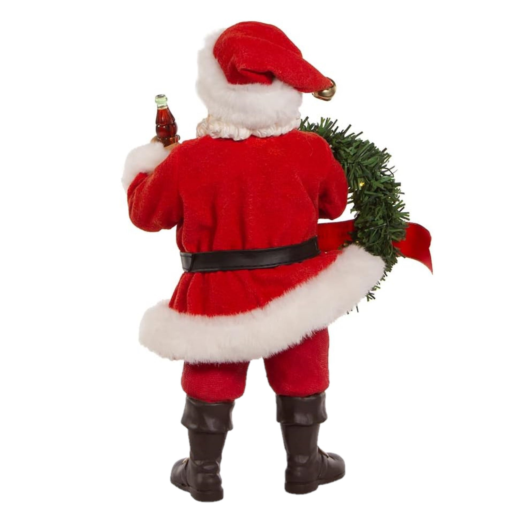 Kurt Adler Battery-Operated Fabriche Table Figurine, Coca-Cola Santa with Lighted Wreath, 10.5"