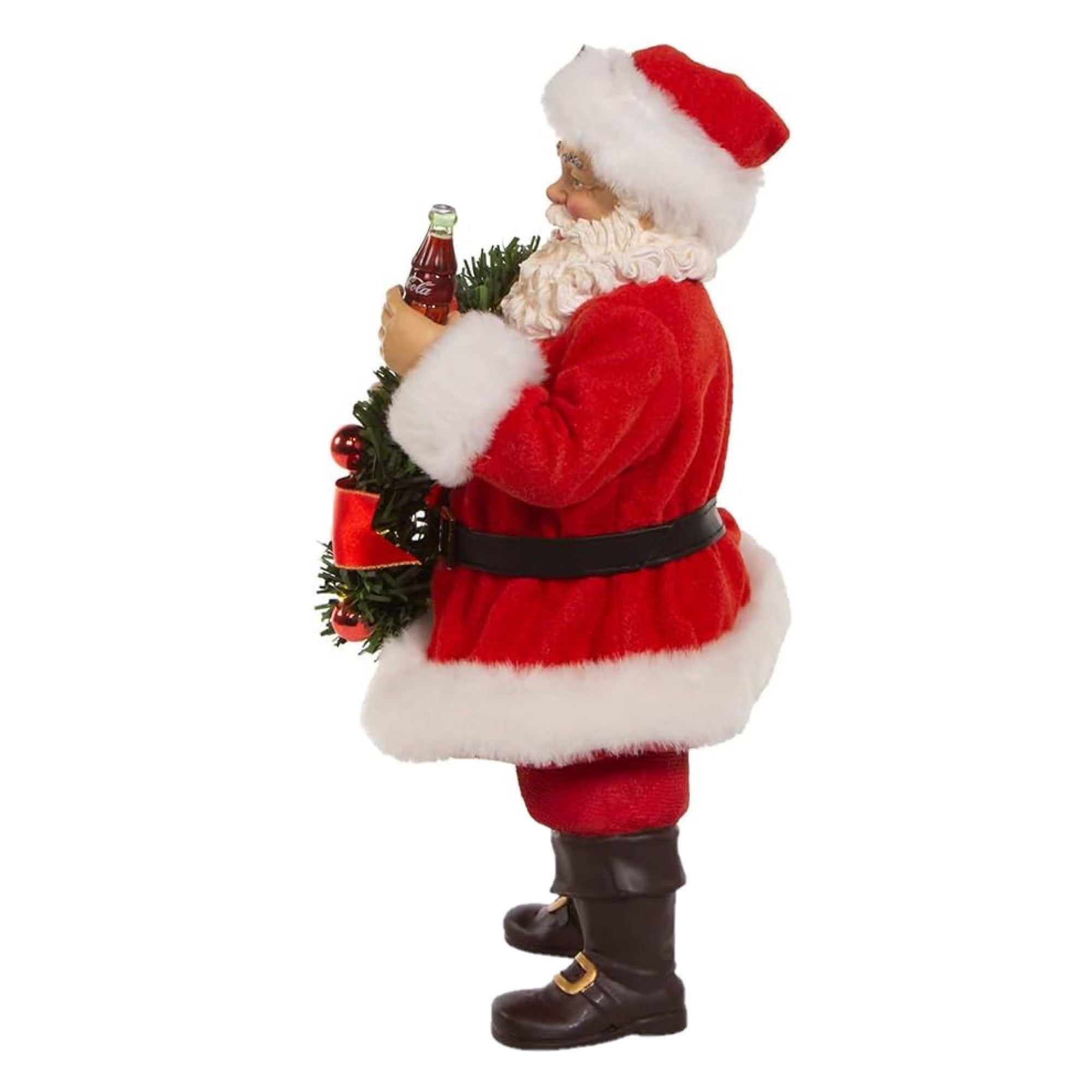 Kurt Adler Battery-Operated Fabriche Table Figurine, Coca-Cola Santa with Lighted Wreath, 10.5"