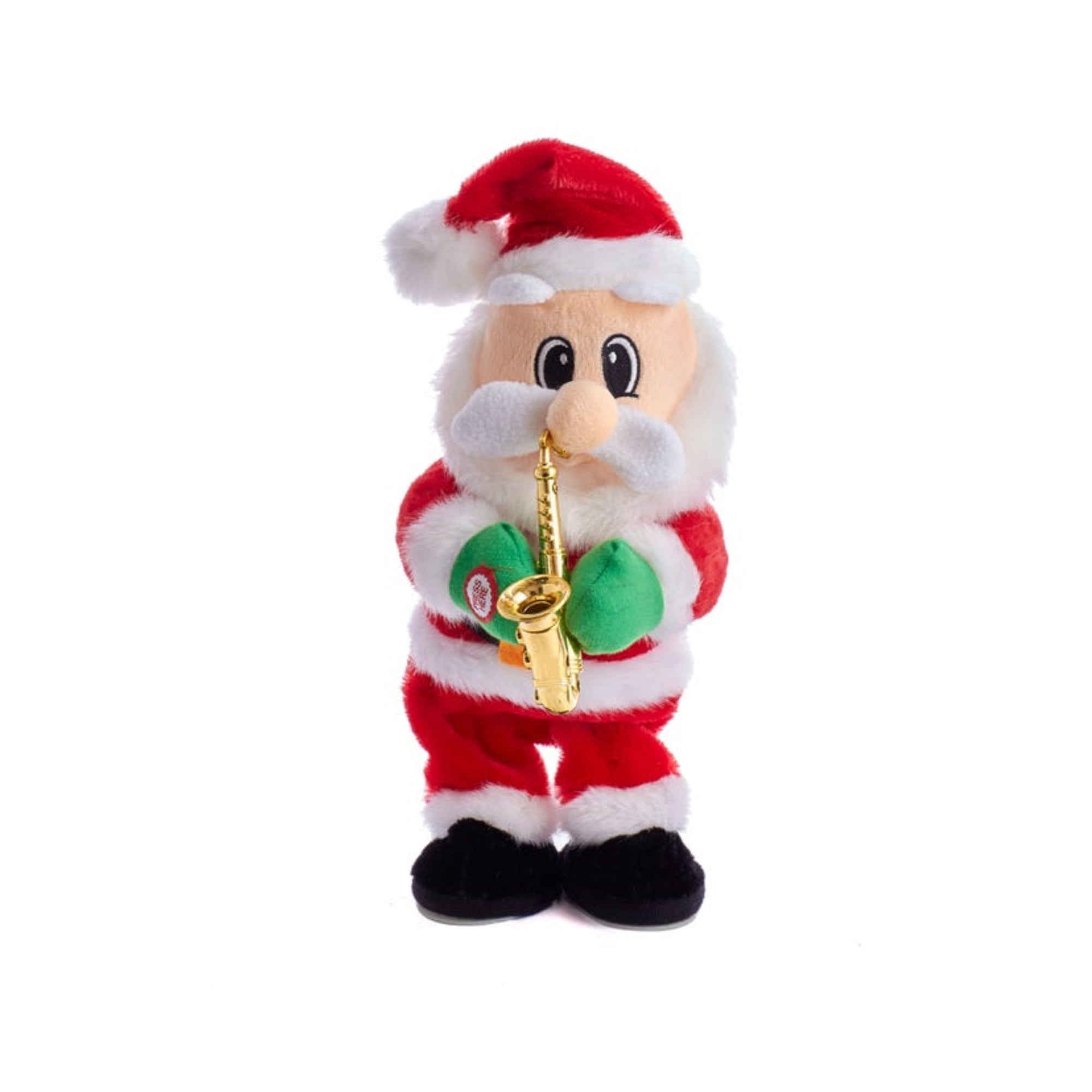 Kurt Adler Battery-Operated Dancing Jazz Santa Plush Decoration, 14"