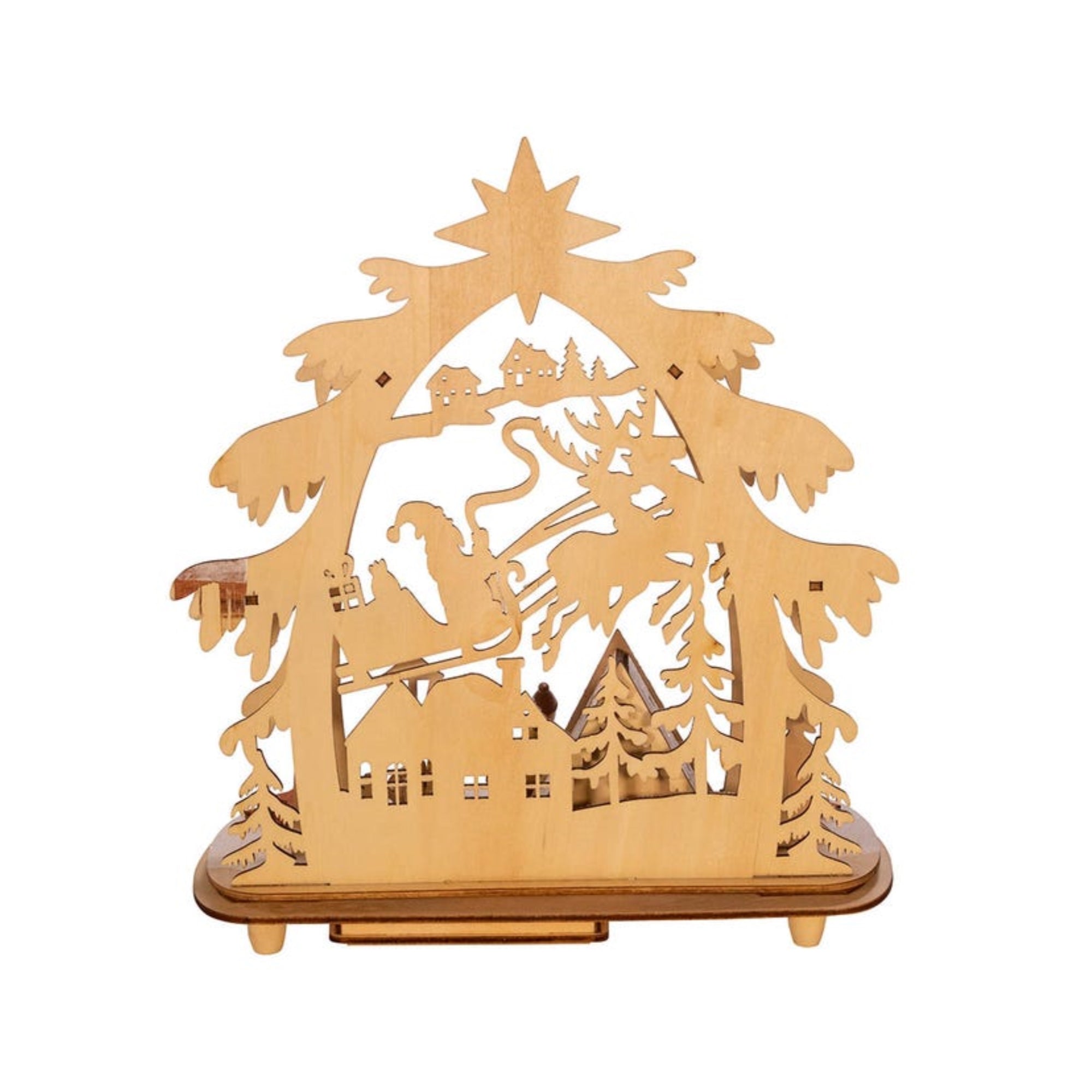Kurt Adler Battery-Operated LED Lit Wooden Village House with Santa