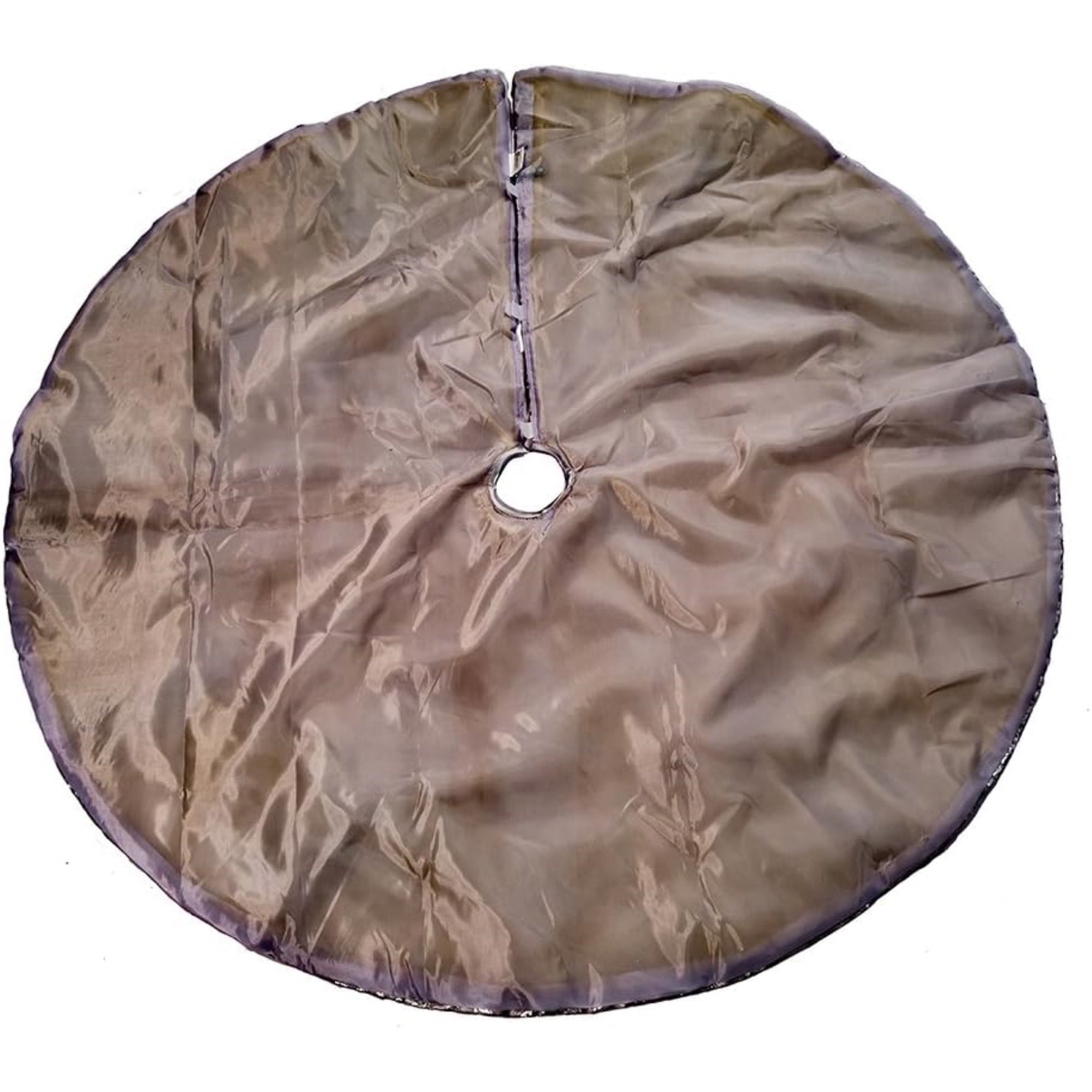 Kurt Adler Christmas Satin Tree Skirt with Sequined Border, Silver, 48in