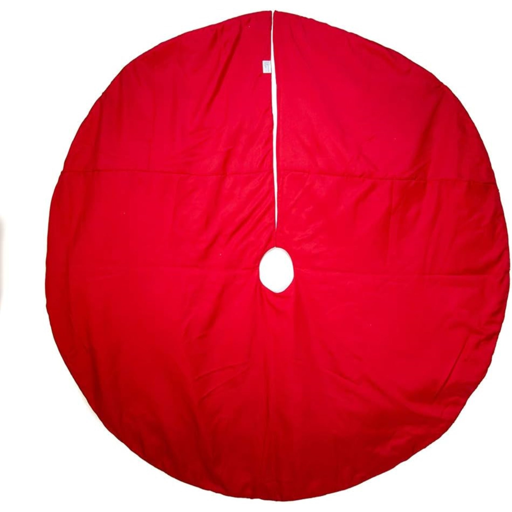 Kurt Adler Christmas Tree Skirt with Embroidered and Pleated Border, Red, 60in