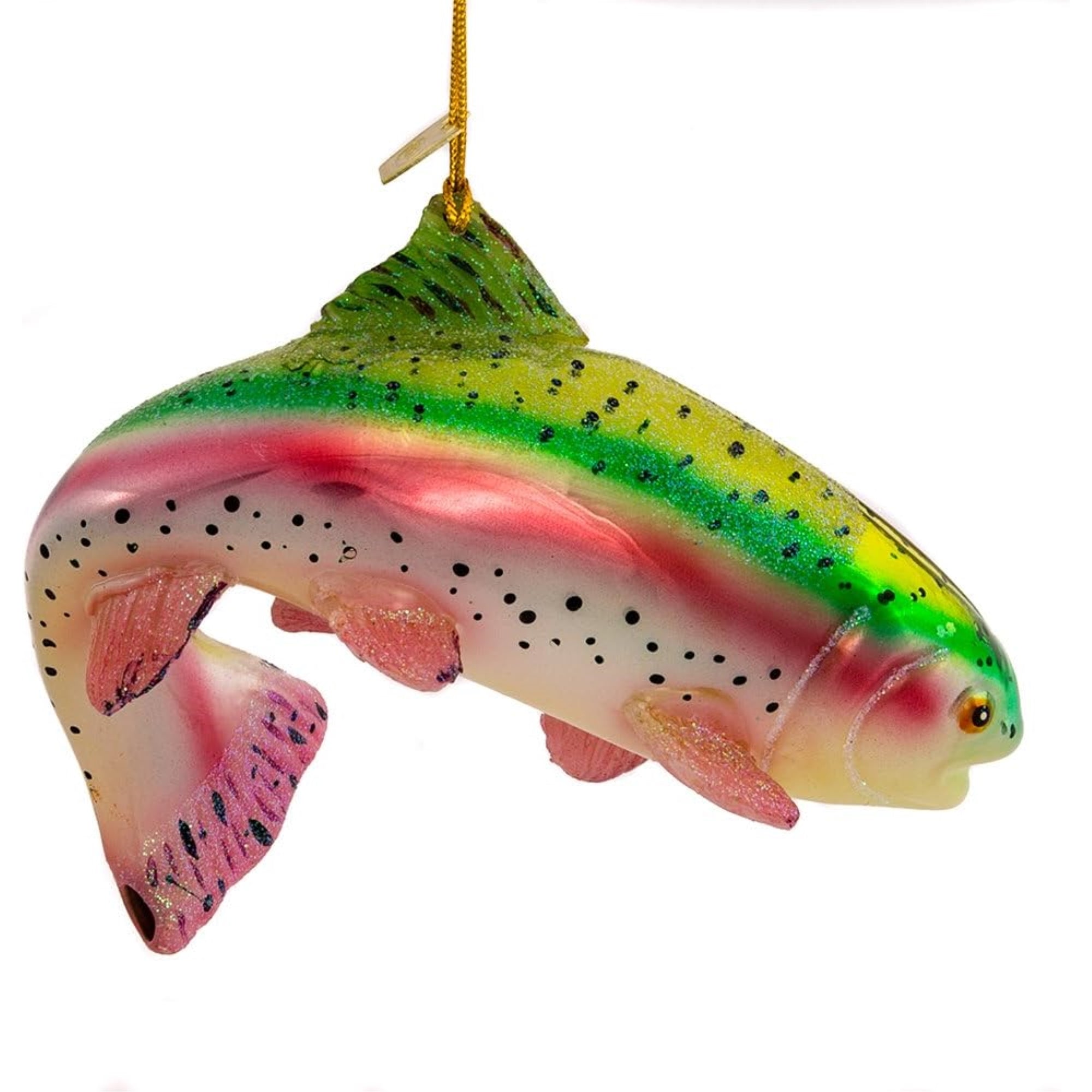 Kurt Adler Noble Gems Glass Ornament for Christmas Tree, Rainbow Trout, 4.75"