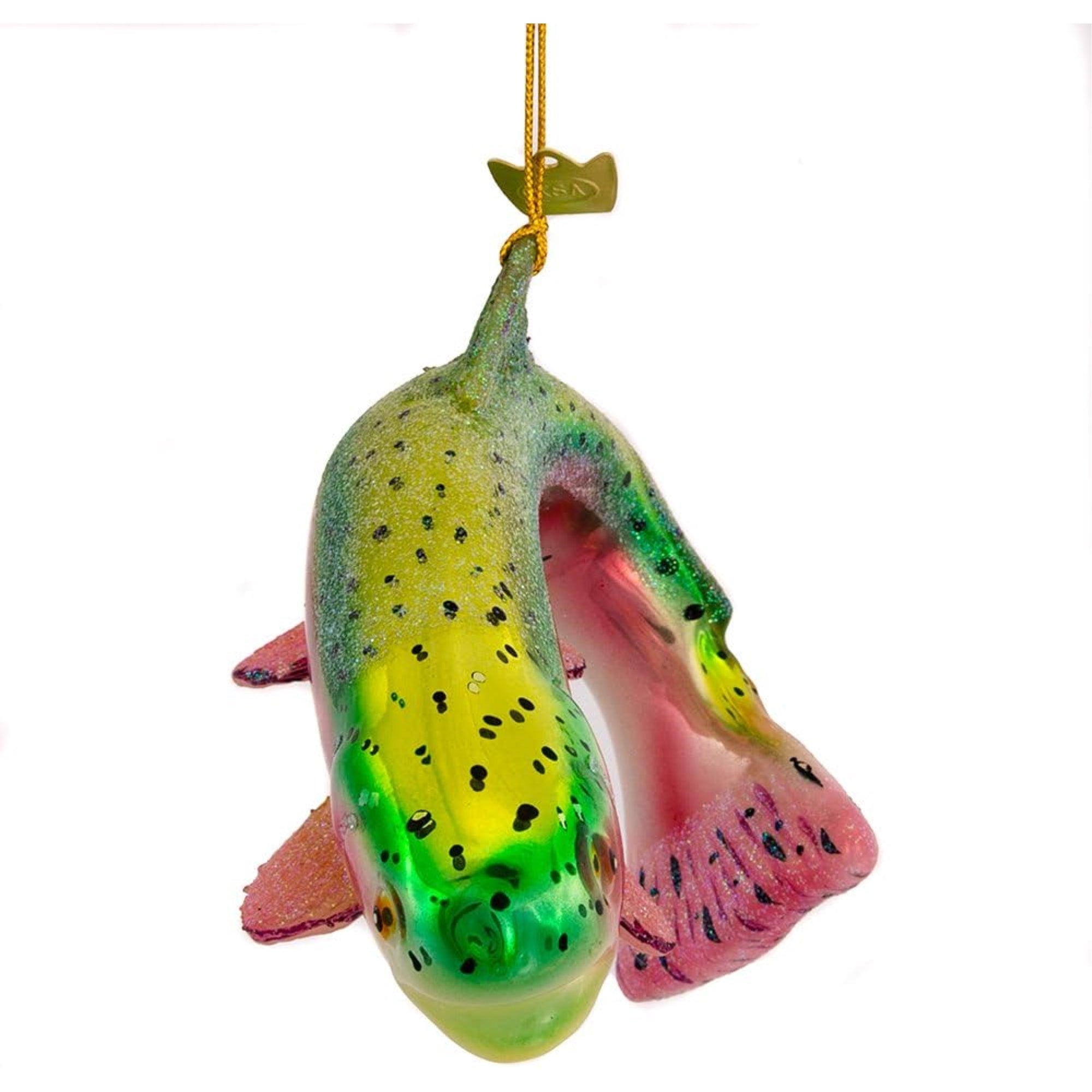 Kurt Adler Noble Gems Glass Ornament for Christmas Tree, Rainbow Trout, 4.75"