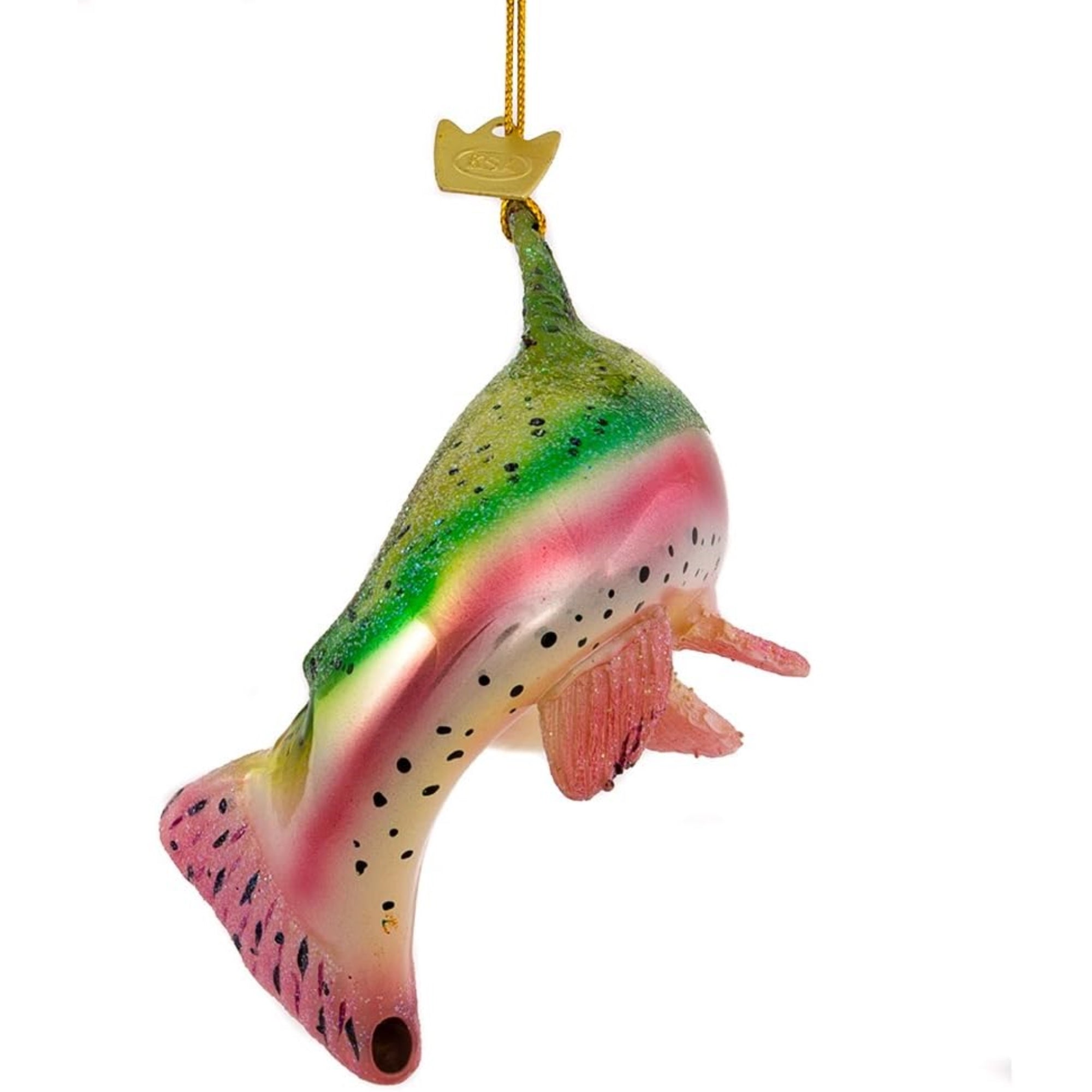 Kurt Adler Noble Gems Glass Ornament for Christmas Tree, Rainbow Trout, 4.75"
