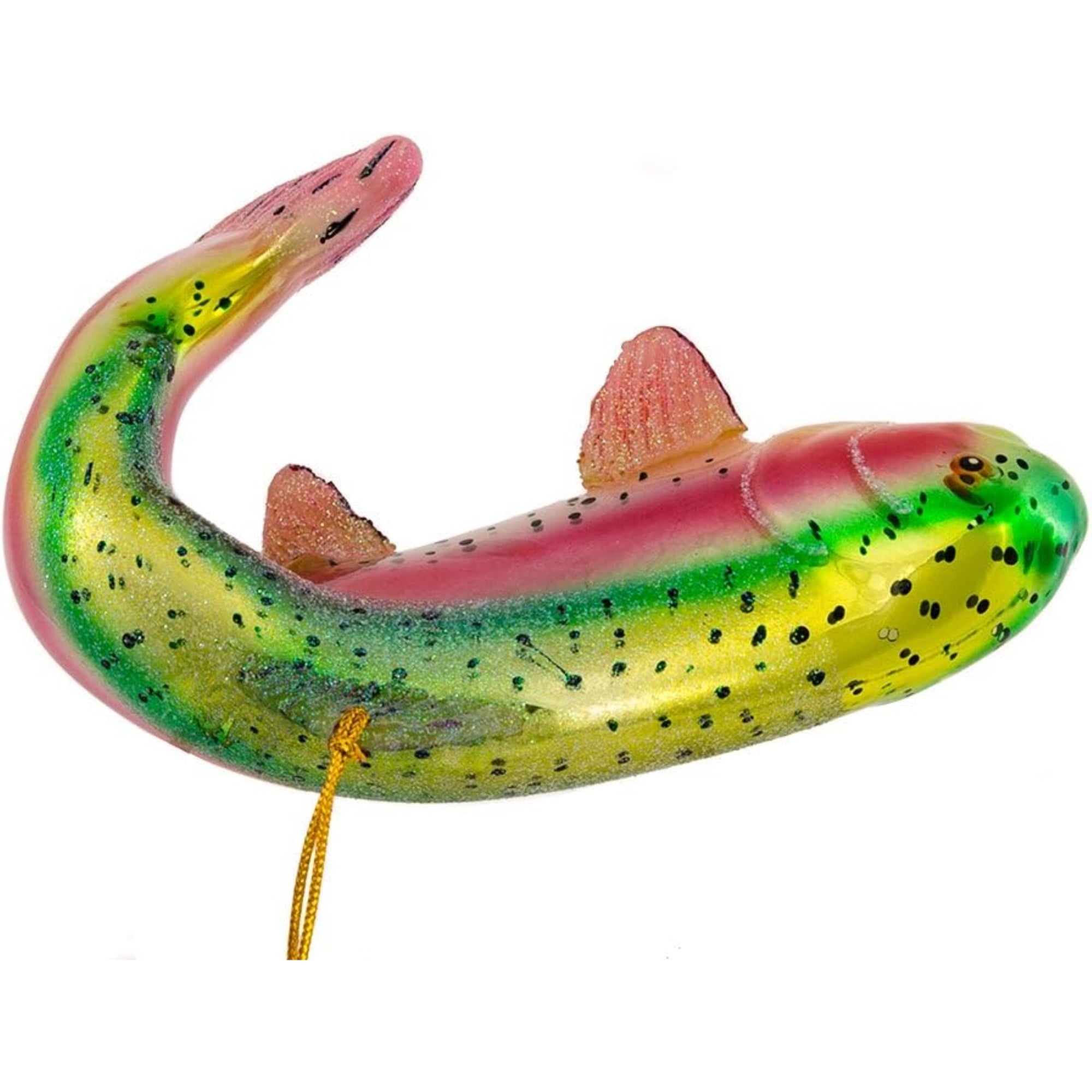 Kurt Adler Noble Gems Glass Ornament for Christmas Tree, Rainbow Trout, 4.75"