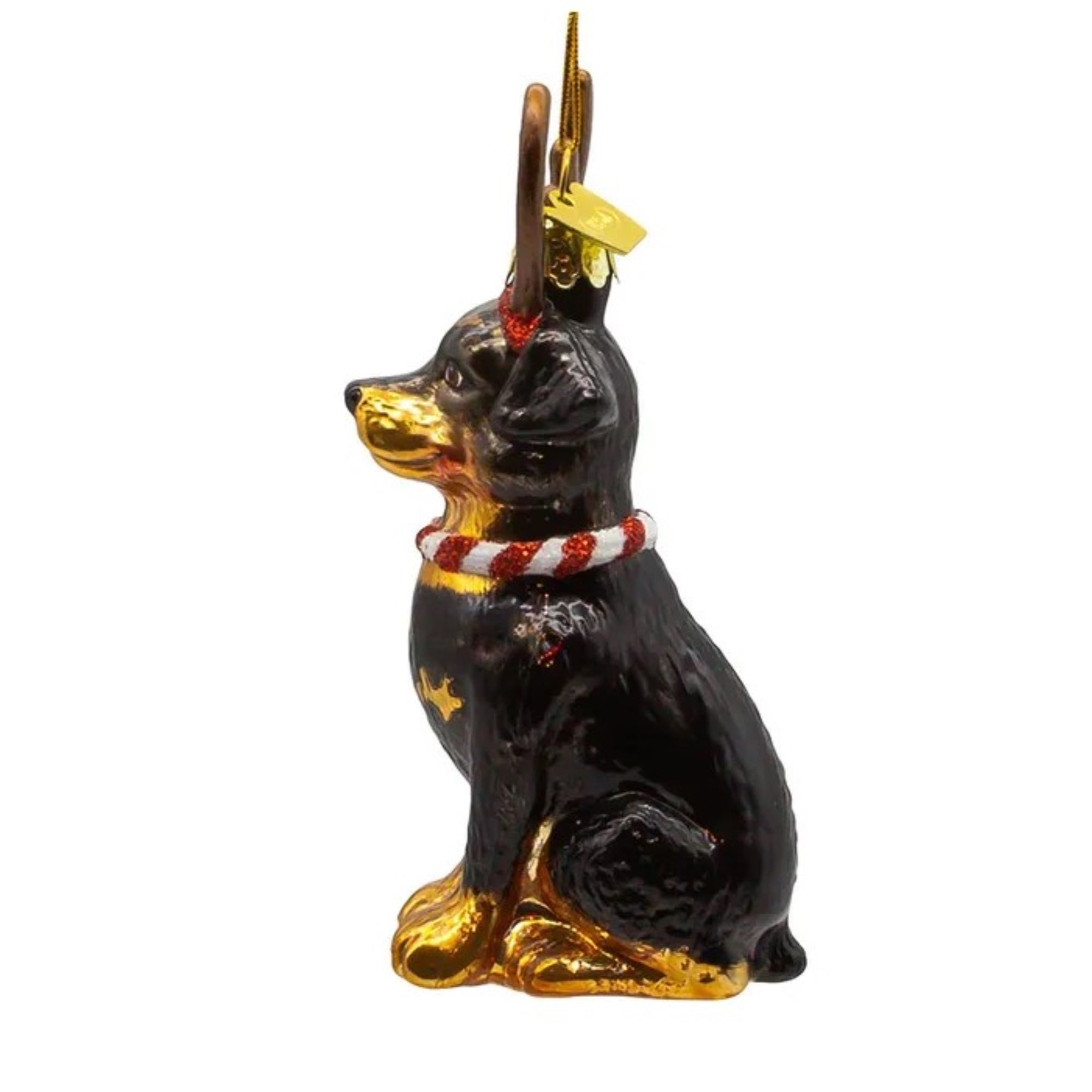 Kurt Adler Noble Gems Glass Ornament for Christmas Tree, Rottweiler with Antlers, 4"