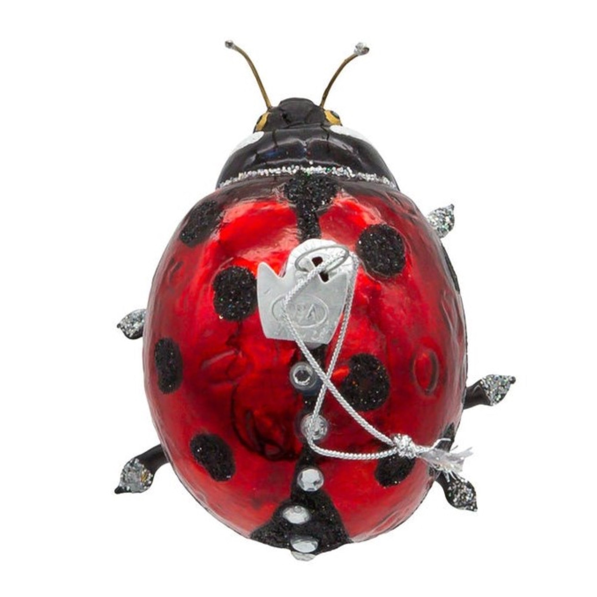 Kurt Adler Noble Gems Glass Ornament for Christmas Tree, Ladybug, 3"