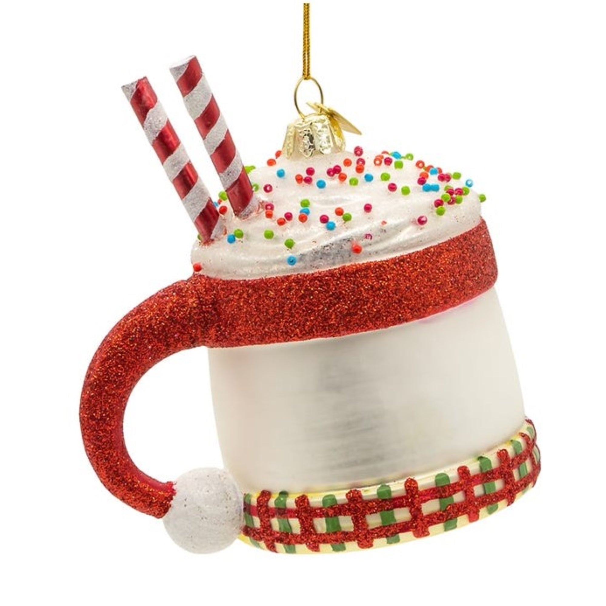 Kurt Adler Noble Gems Glass Ornament for Christmas Tree, Snowman Mug, 4.5"