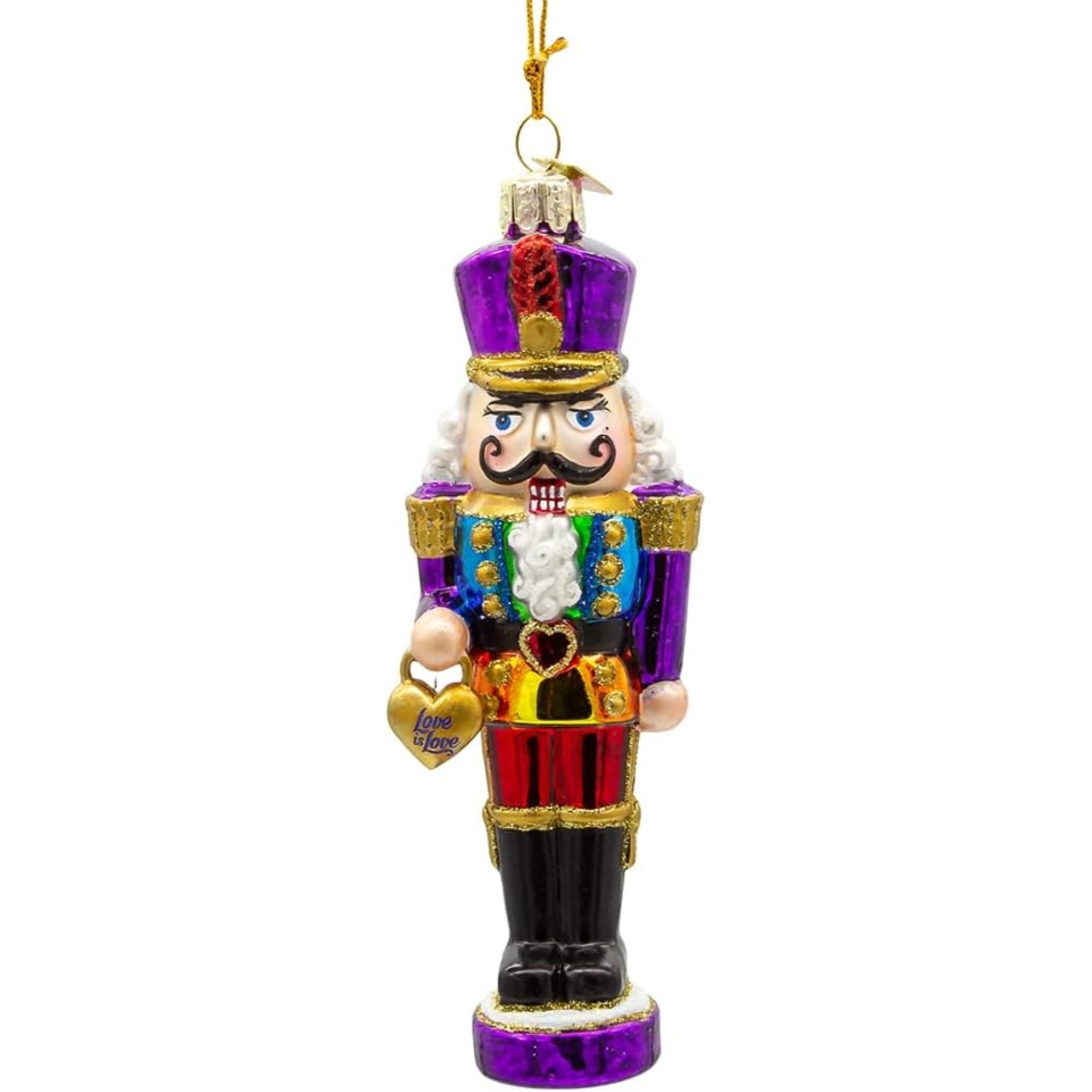 Kurt Adler Noble Gems Glass Ornament for Christmas Tree, Pride Nutcracker, 5.75"