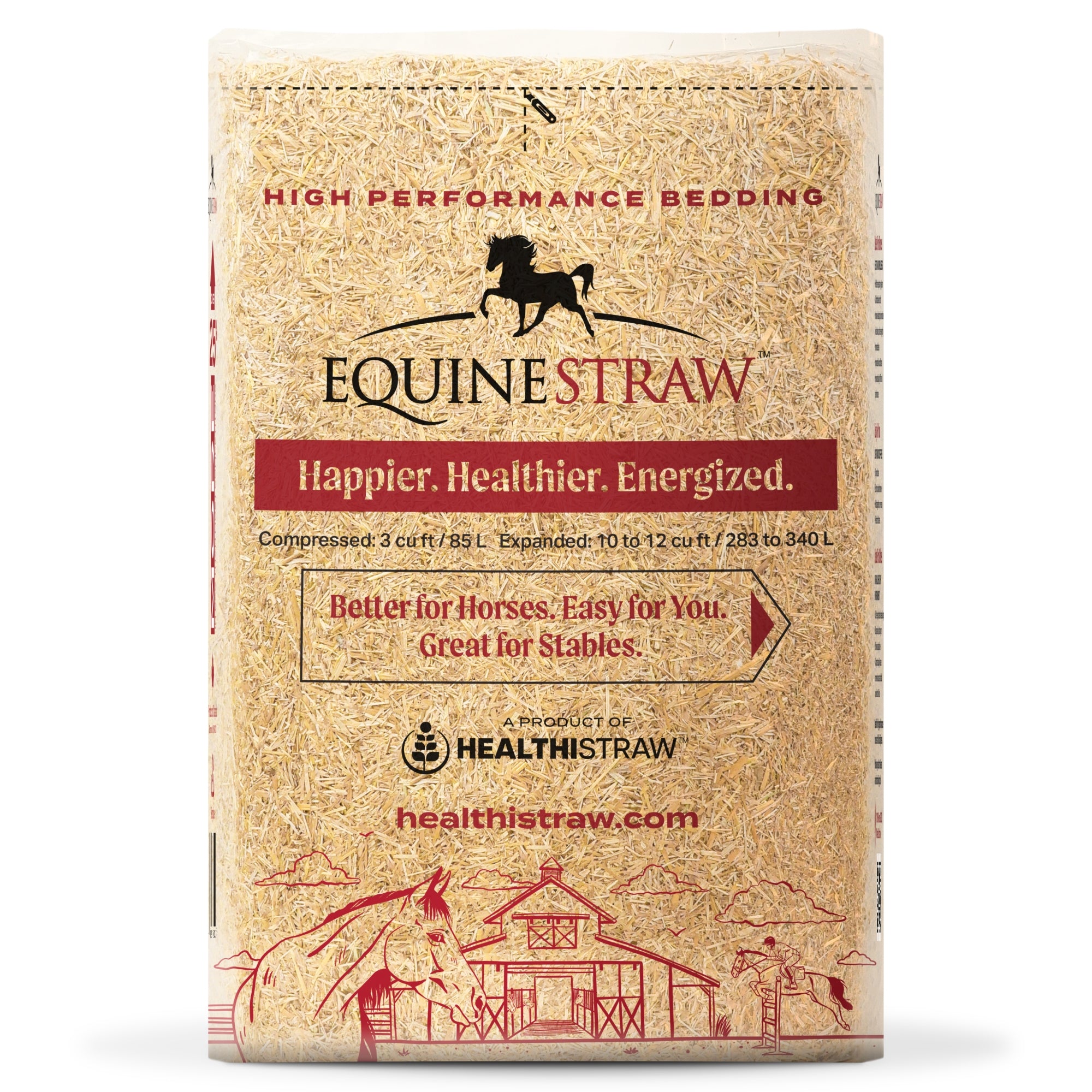 HealthiStraw EquineStraw – All-Natural, Clean Horse Straw Bedding – 3 cu ft (25 lb) Expands to 10+ cu ft