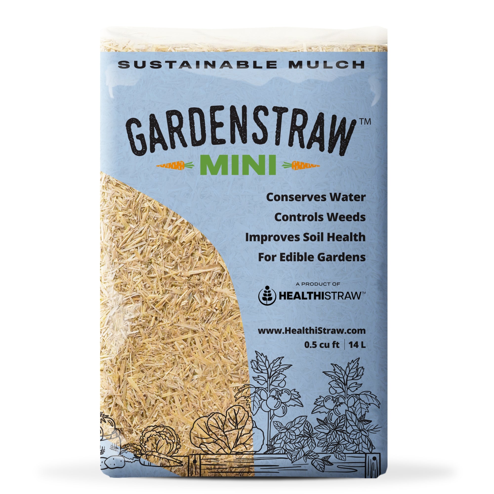 HealthiStraw GardenStraw Mini – All-Natural, Clean, Sustainable Garden Straw Mulch for Gardens and Grass Seeding, 0.5 cu ft
