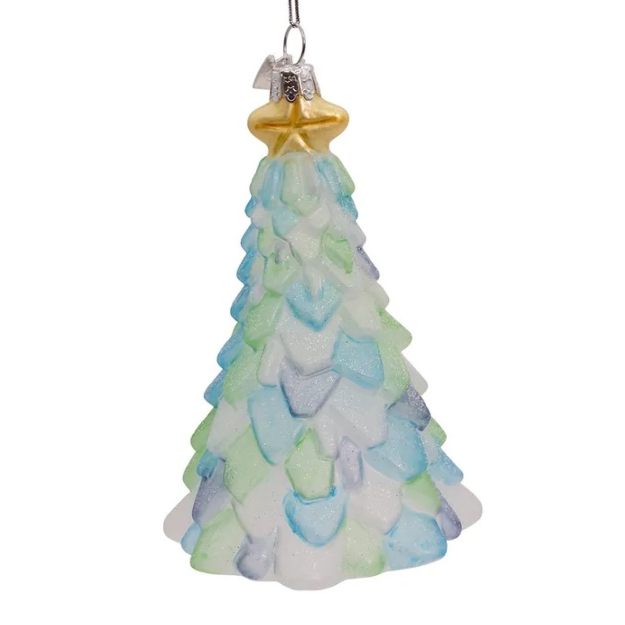 Kurt Adler Noble Gems Glass Ornament for Christmas Tree, Seaglass Christmas Tree, 5"