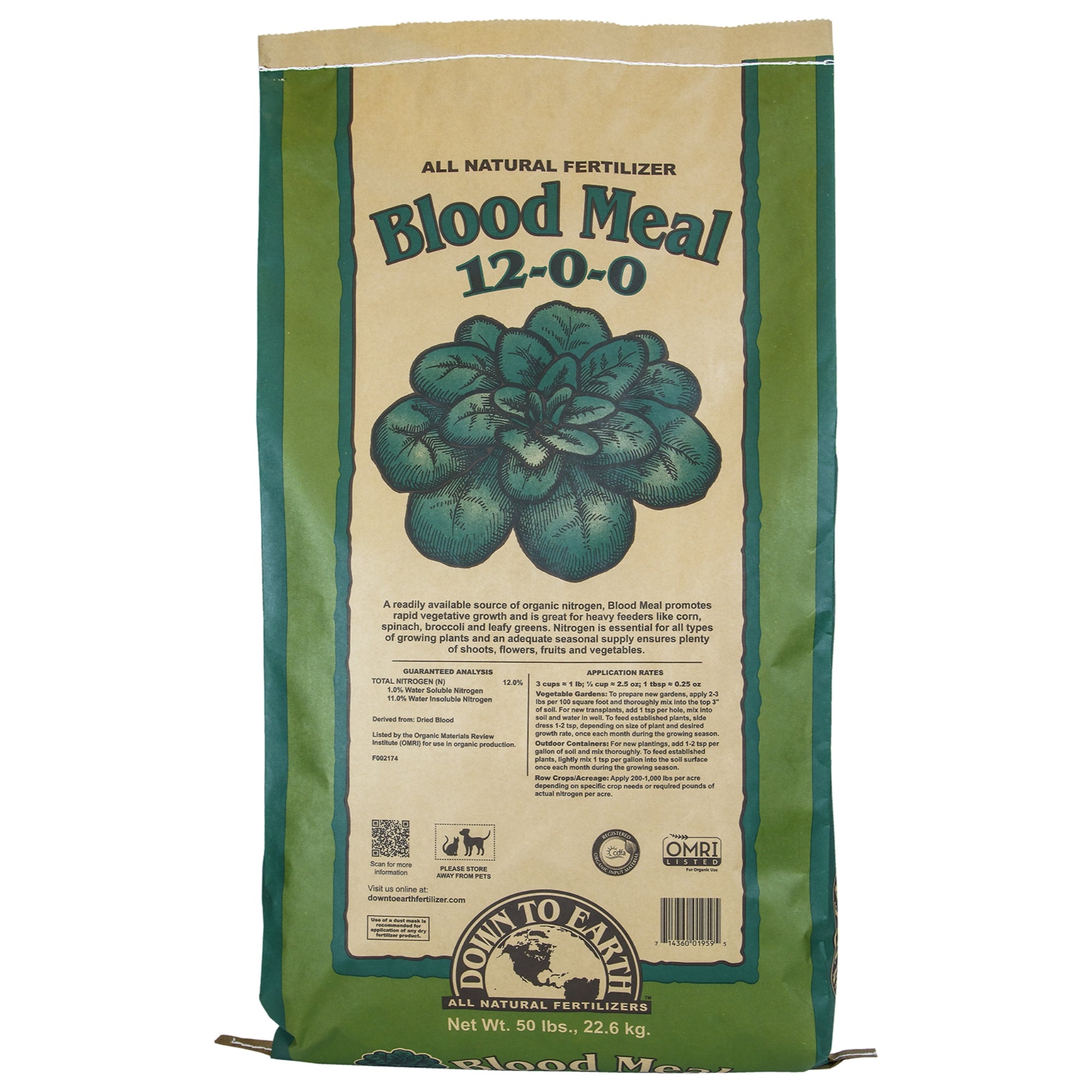 Down to Earth Organic Blood Meal Fertilizer Mix, 12-0-0