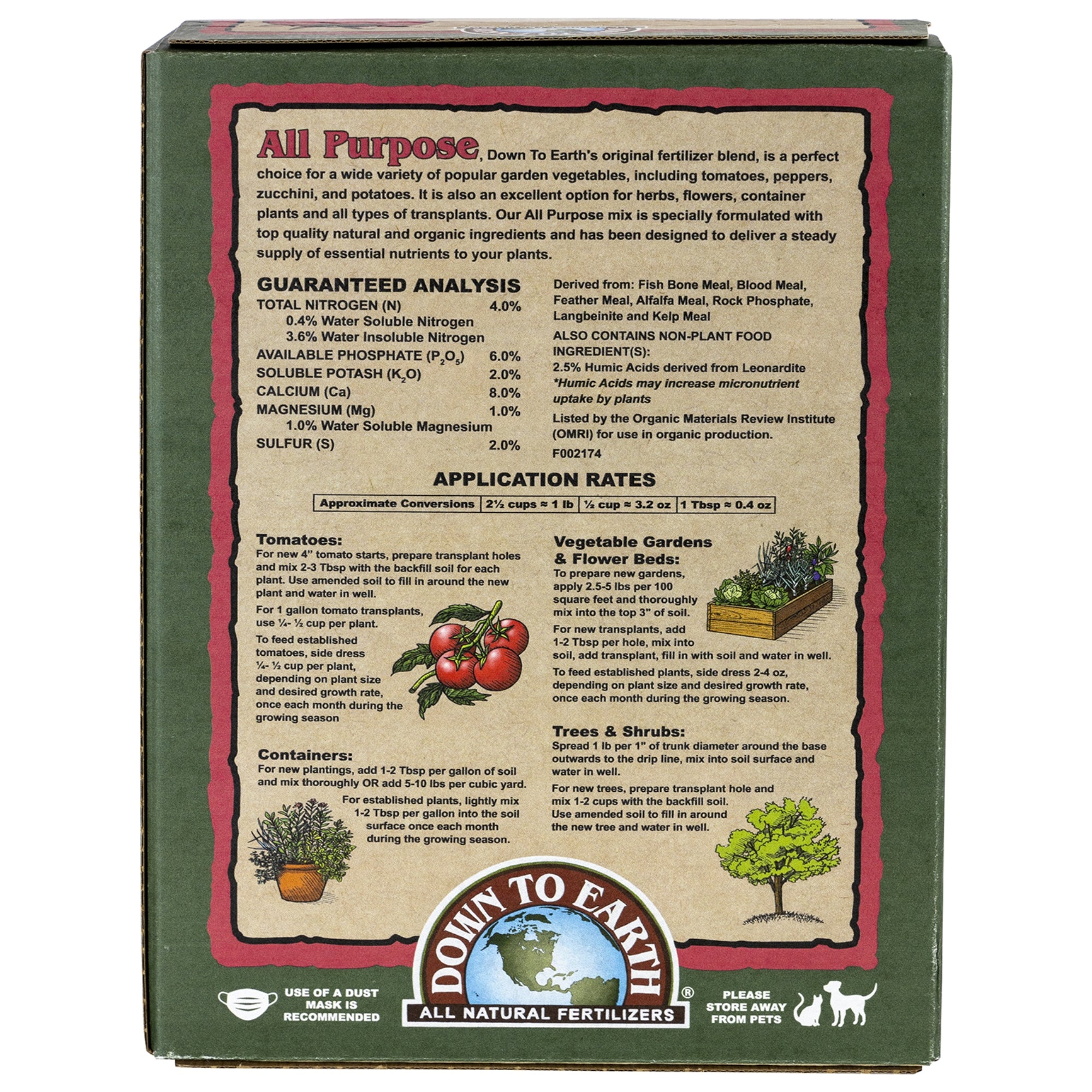 Down to Earth Organic All Purpose Fertilizer Mix 4-6-2