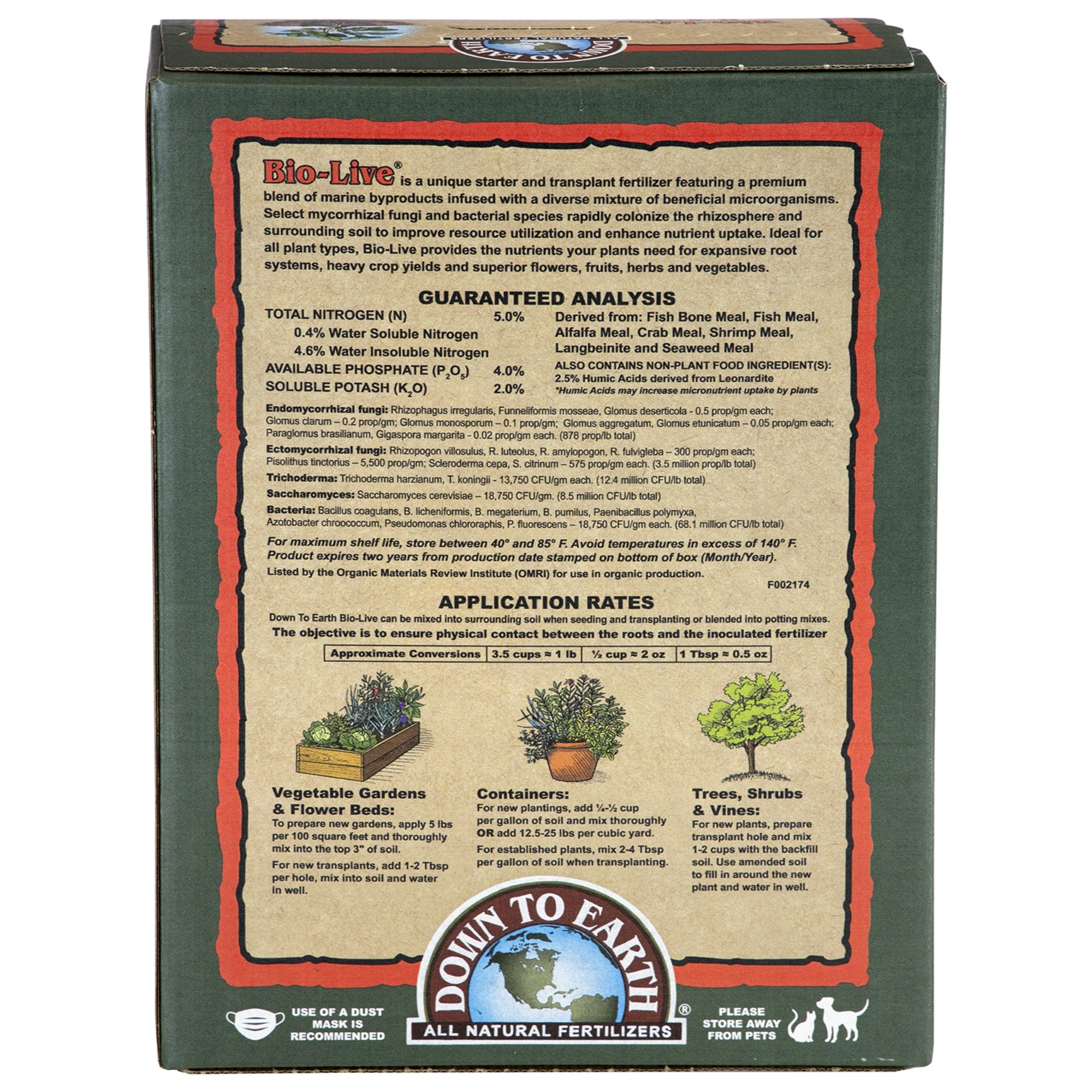 Down to Earth Organic Bio-Live Fertilizer Mix 5-4-2