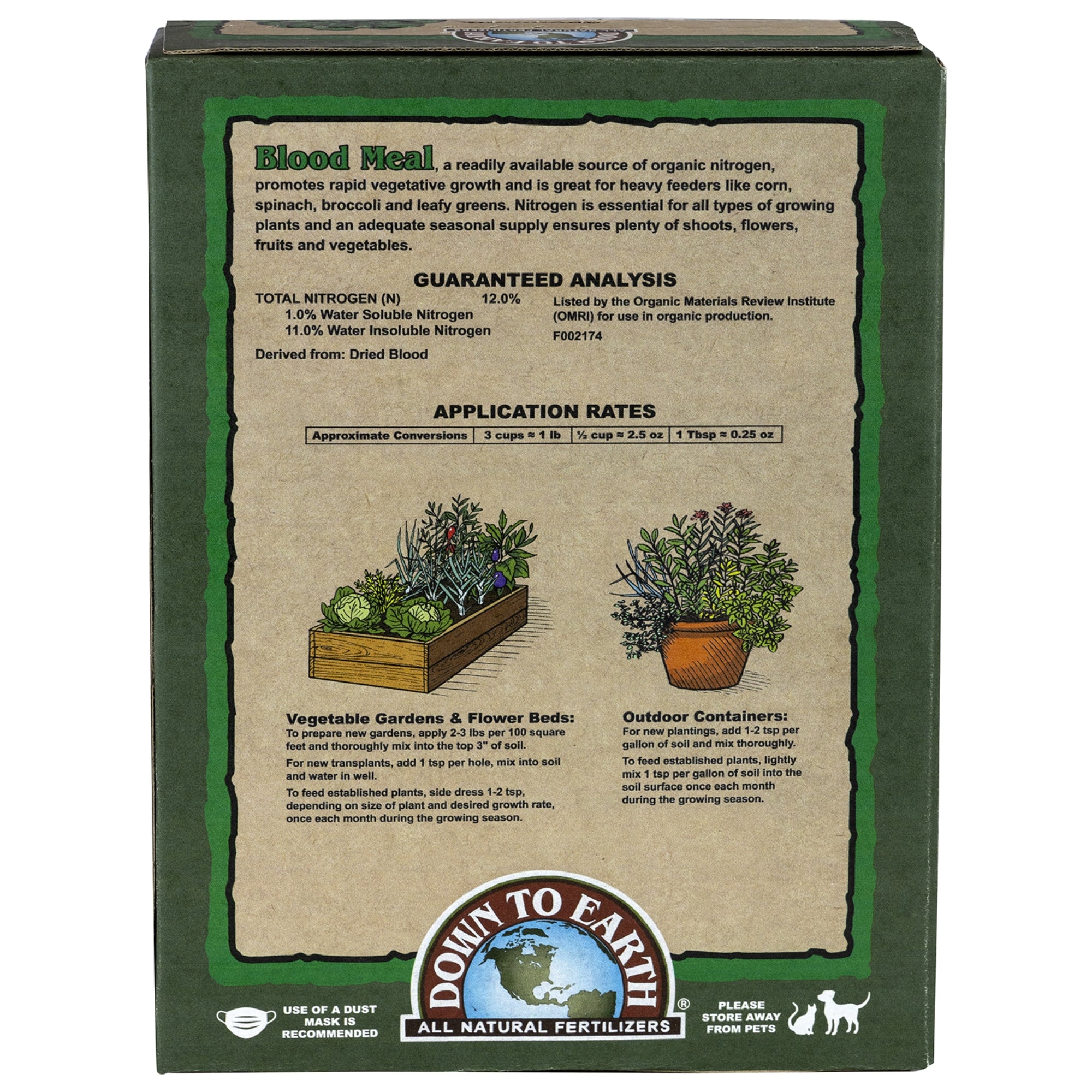 Down to Earth Organic Blood Meal Fertilizer Mix, 12-0-0