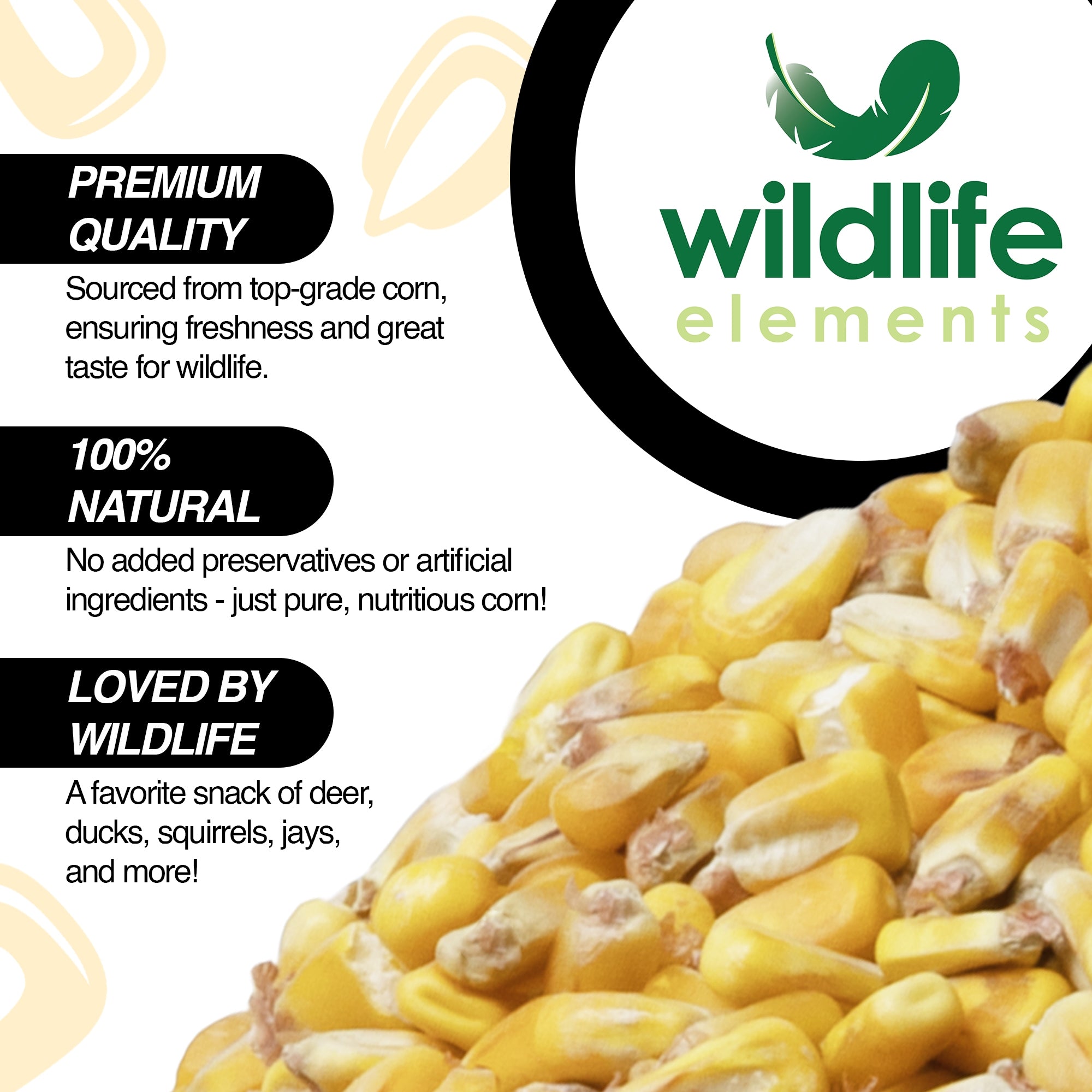 Wildlife Elements Critter Corn, Natural Whole Shelled Corn for Wildlife, USA Sourced, 44lb