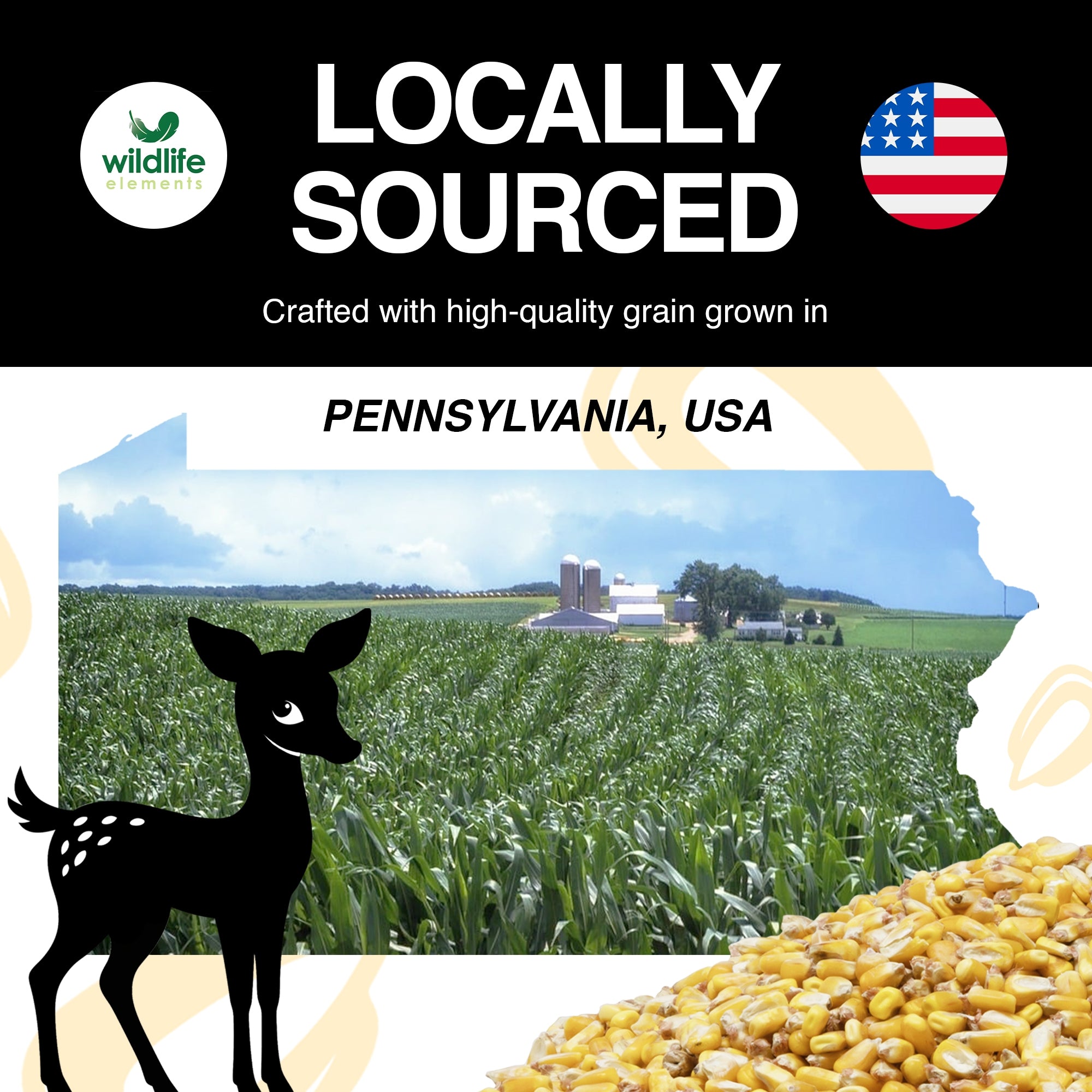 Wildlife Elements Critter Corn, Natural Whole Shelled Corn for Wildlife, USA Sourced, 44lb