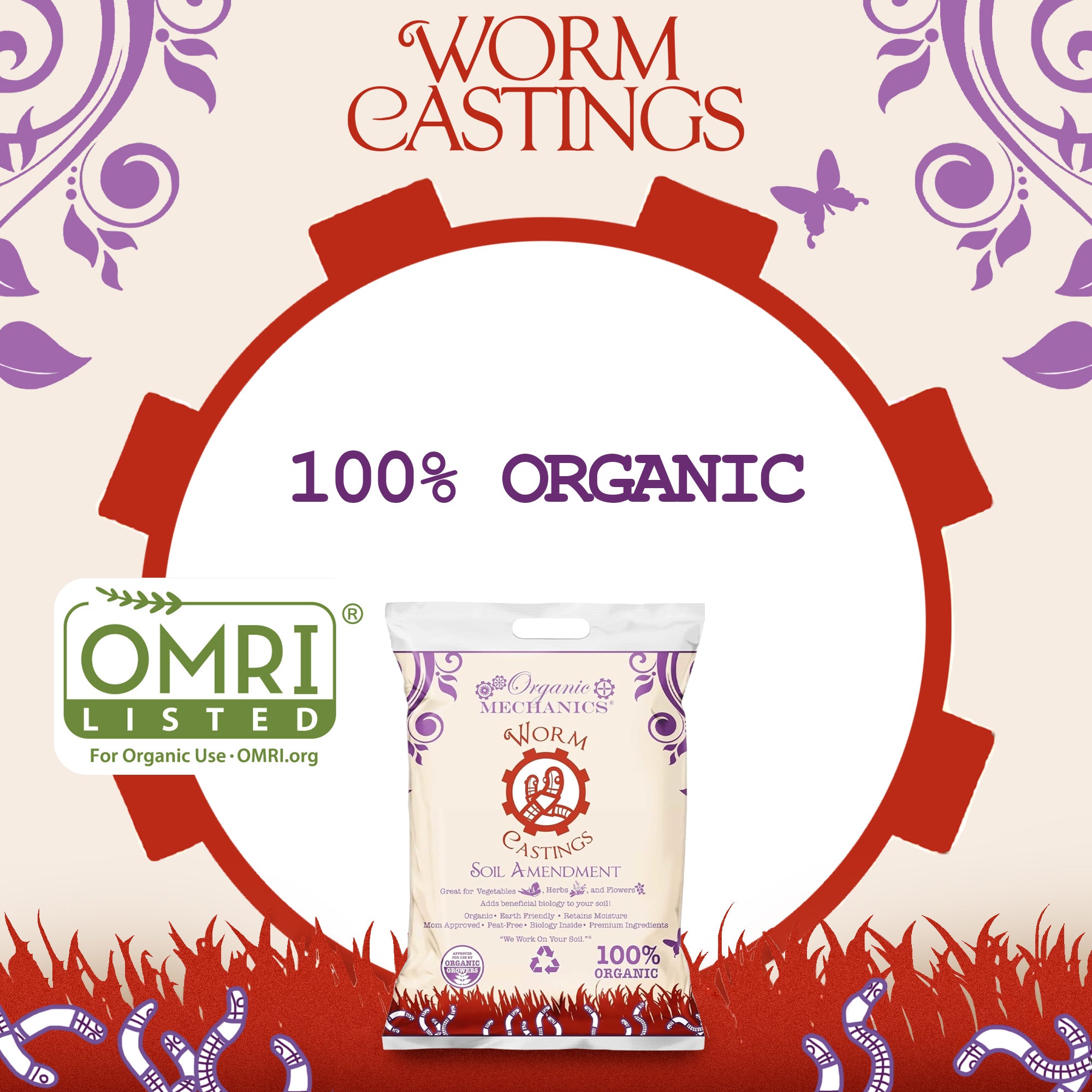 Organic Mechanics Worm Castings Soil Amendment
