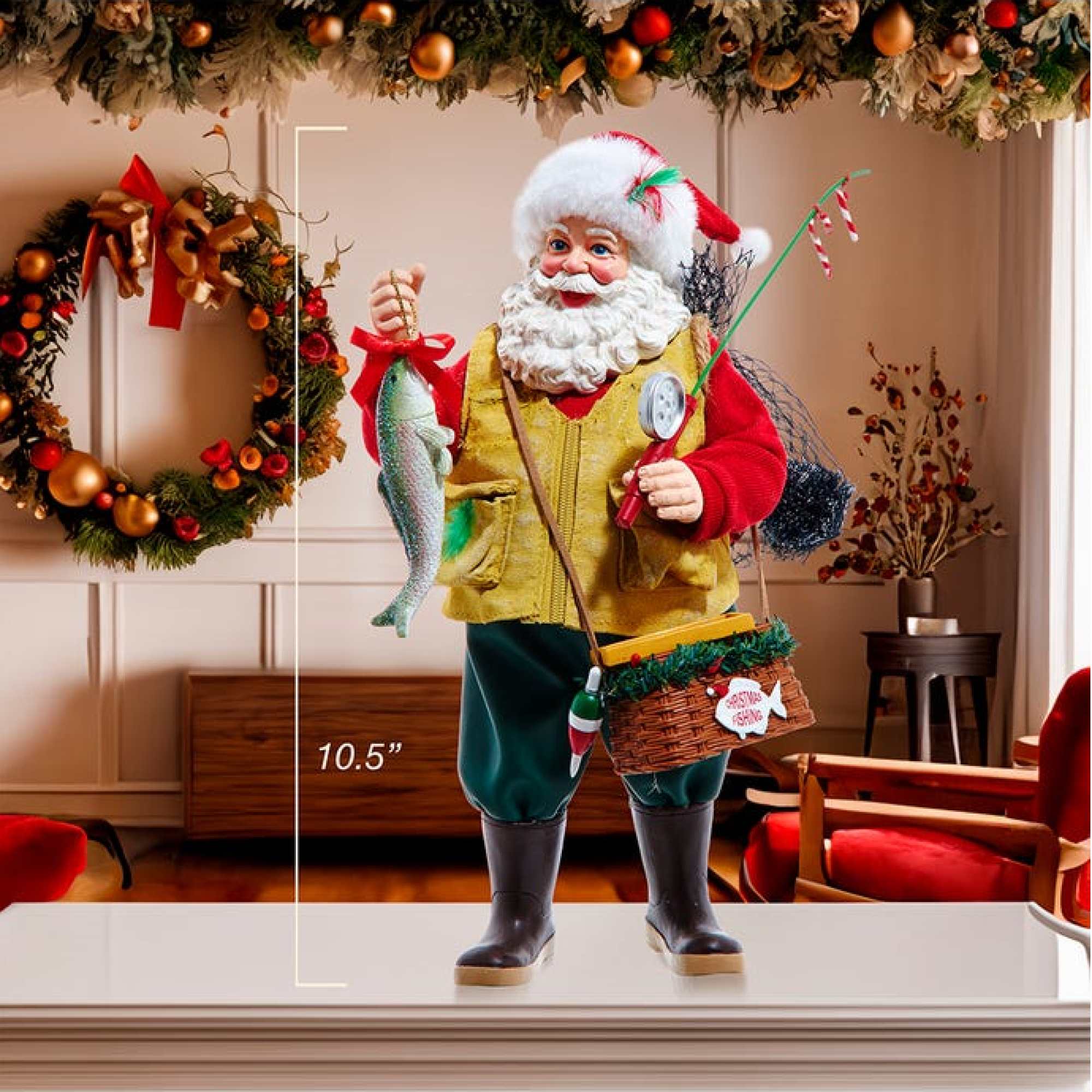 Kurt Adler Fabriché™ Fisherman Santa Standing Christmas Figurine, 10.5"