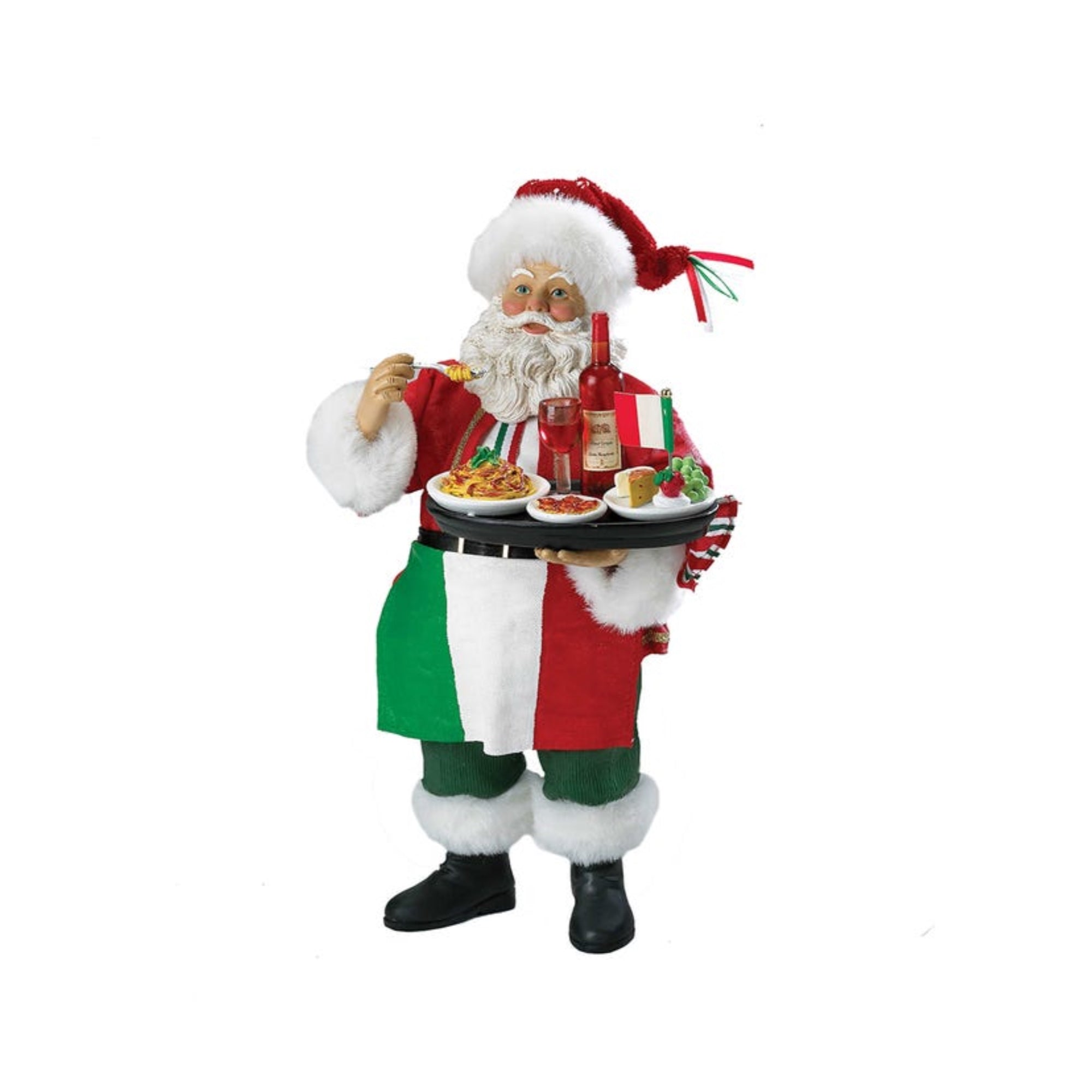Kurt Adler Fabriché Musical Italian Santa Standing Christmas Figurine, Plays "Jingle Bells" — 10.5"