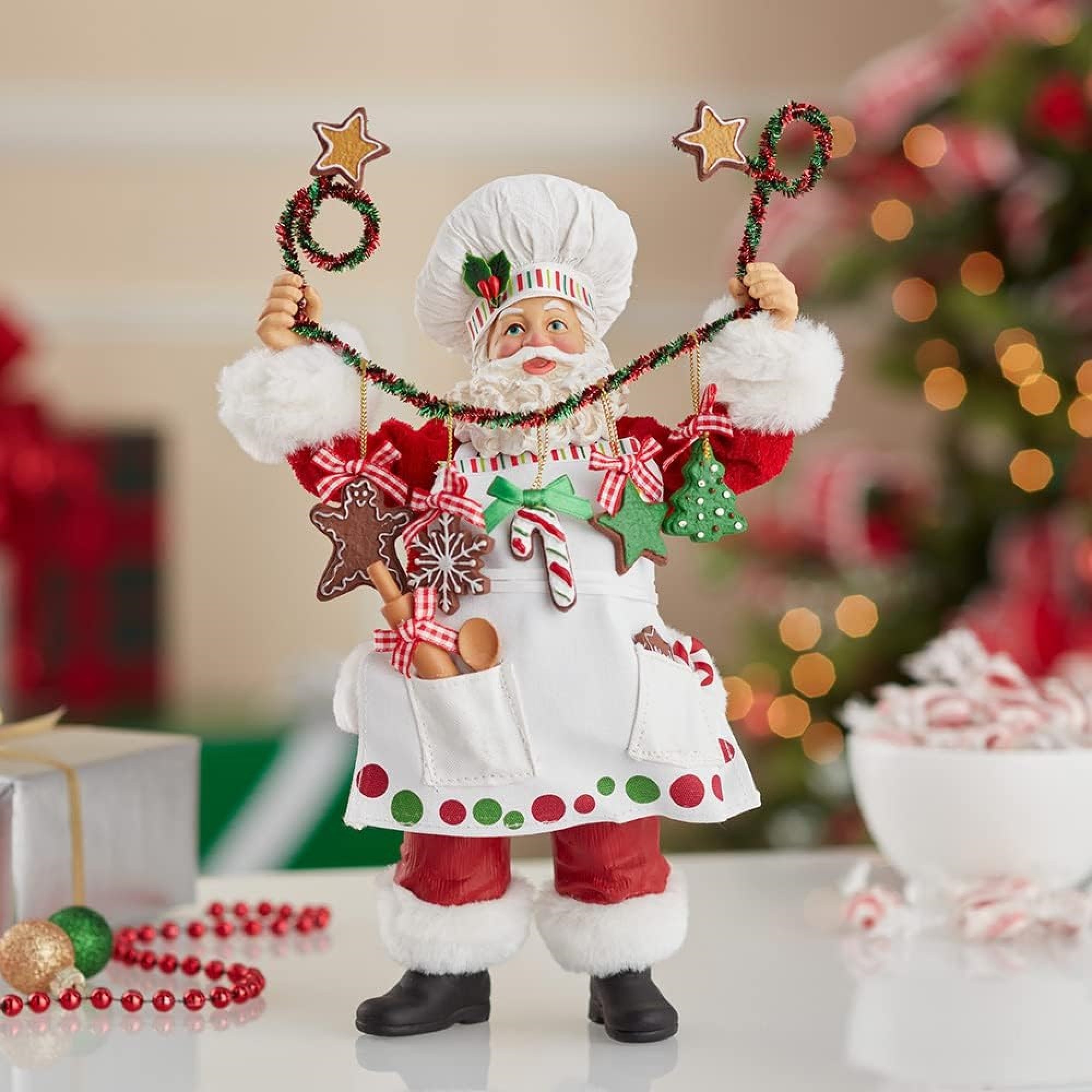 Kurt Adler Fabriche Christmas Figurine, Christmas Chef Santa, 12in