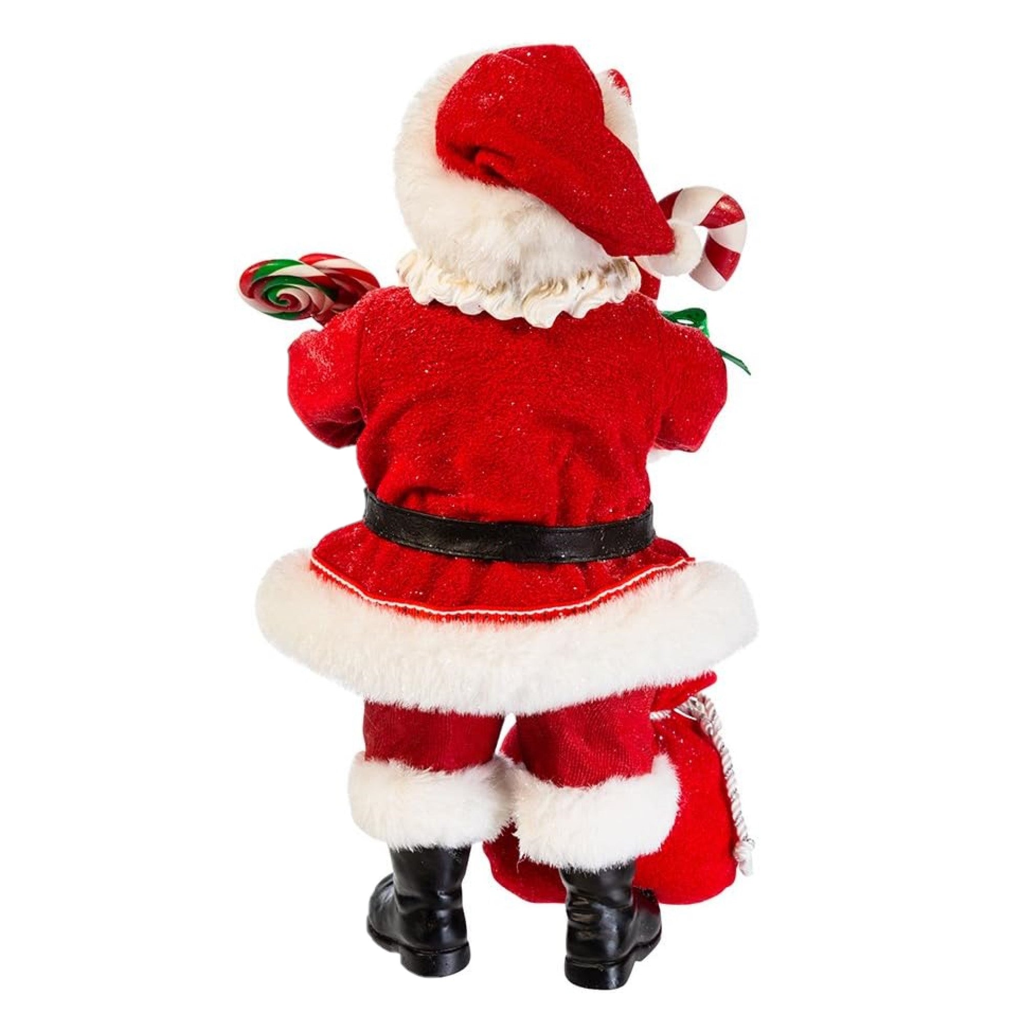Kurt Adler Fabriche Christmas Figurine, Santa with Christmas Candy & Bag, 10.5in