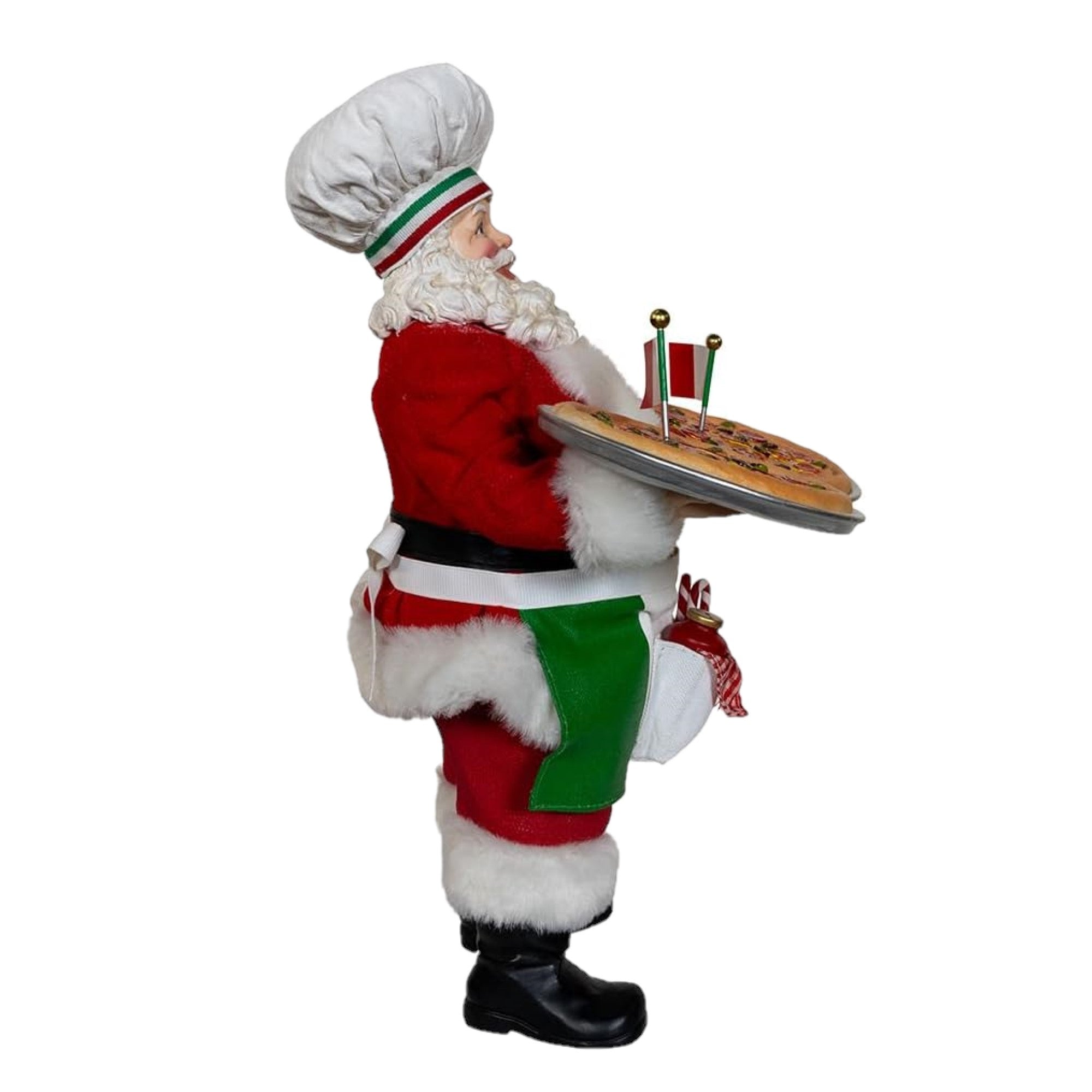 Kurt Adler Fabriche Christmas Figurine, Chef Santa with Two Pizzas, 11in